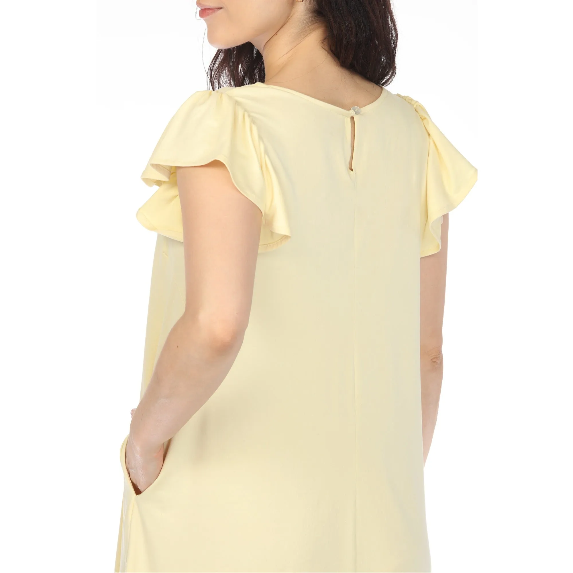 Women's Crew Neck Ruffle Sleeve Dress - Yellow sold by Dress Barn product image thumbnail 4