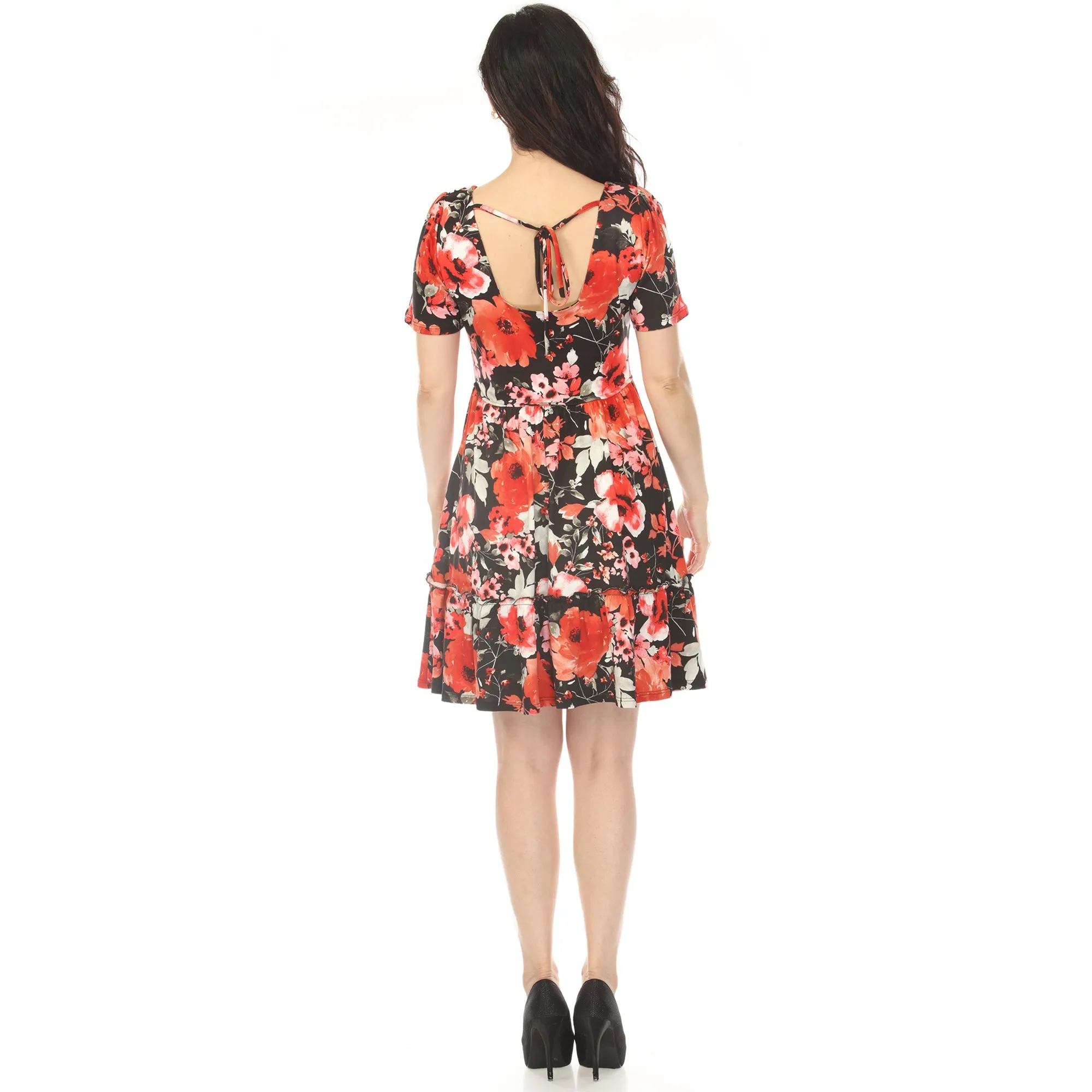 Women's Square Neck Short Sleeve Floral Dress - Black Red sold by Dress Barn product image thumbnail 3