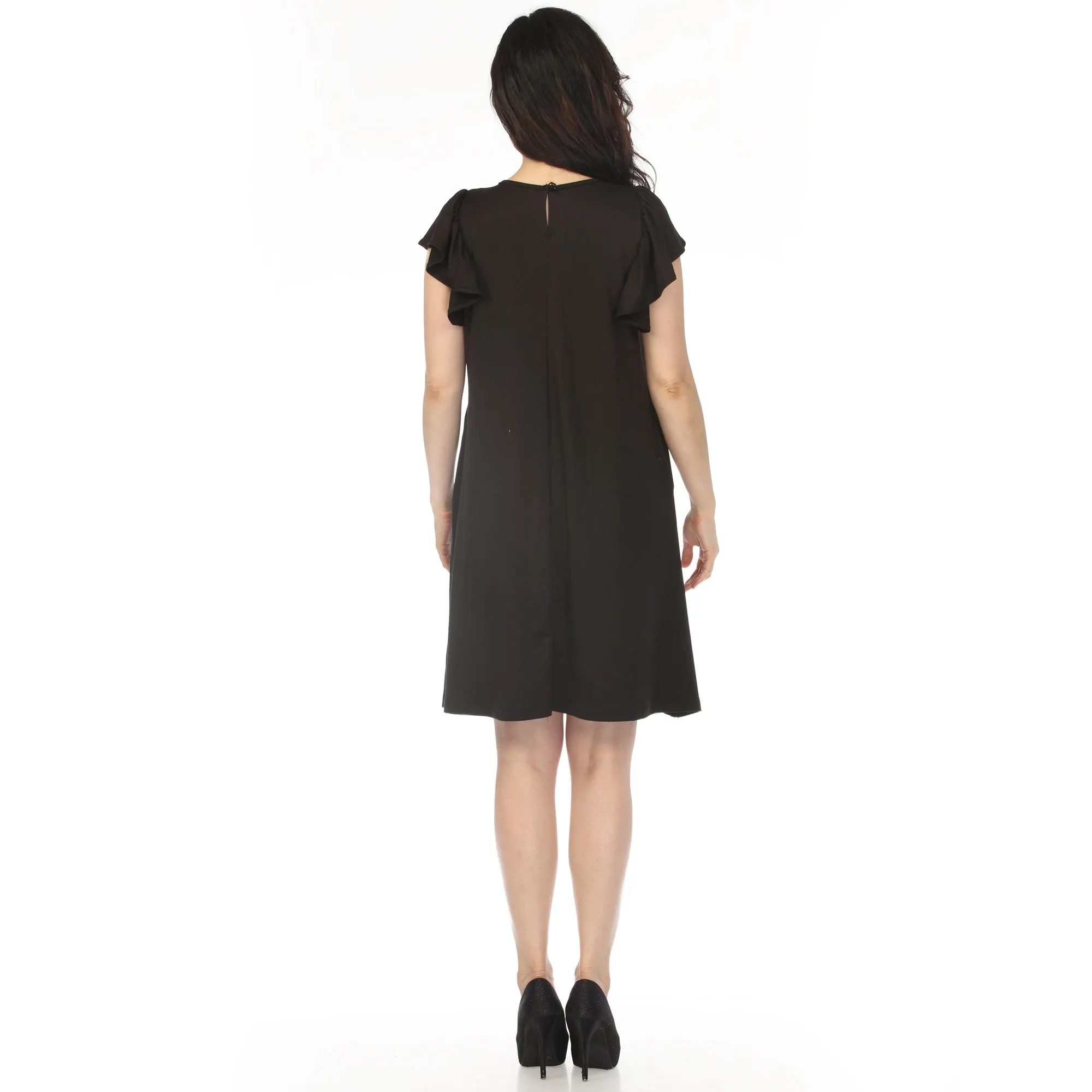 Women's Crew Neck Ruffle Sleeve Dress - Black sold by Dress Barn product image thumbnail 3