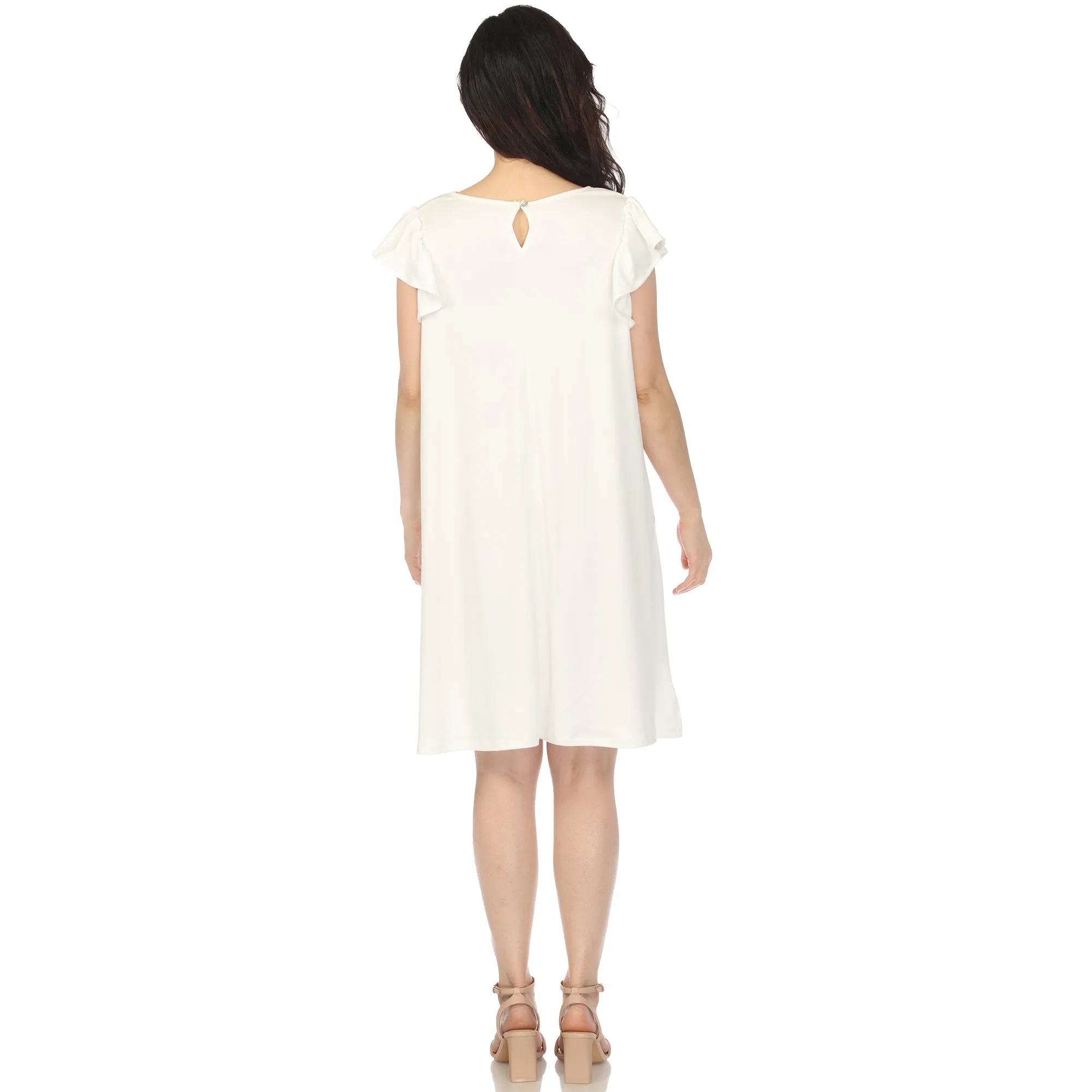 Women's Crew Neck Ruffle Sleeve Dress - Off White sold by Dress Barn product image thumbnail 3