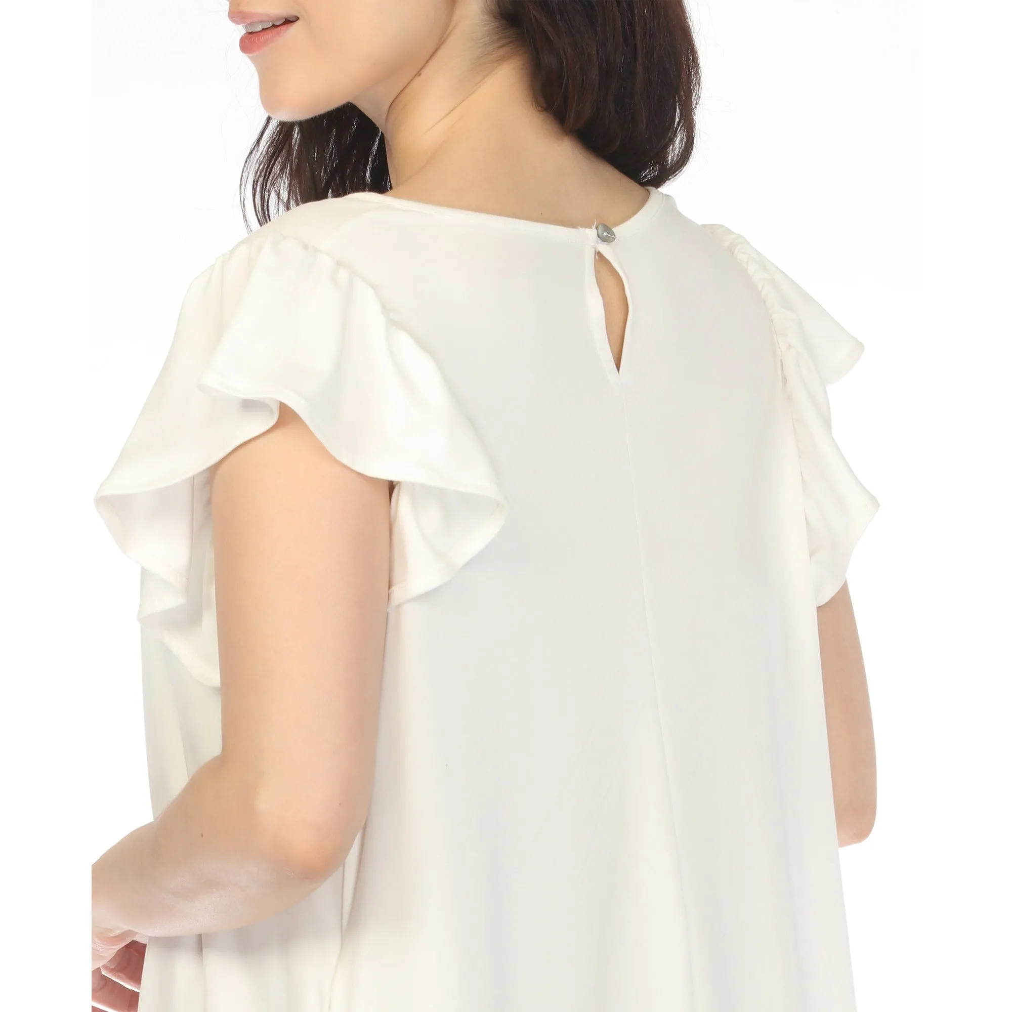 Women's Crew Neck Ruffle Sleeve Dress - Off White sold by Dress Barn product image thumbnail 4