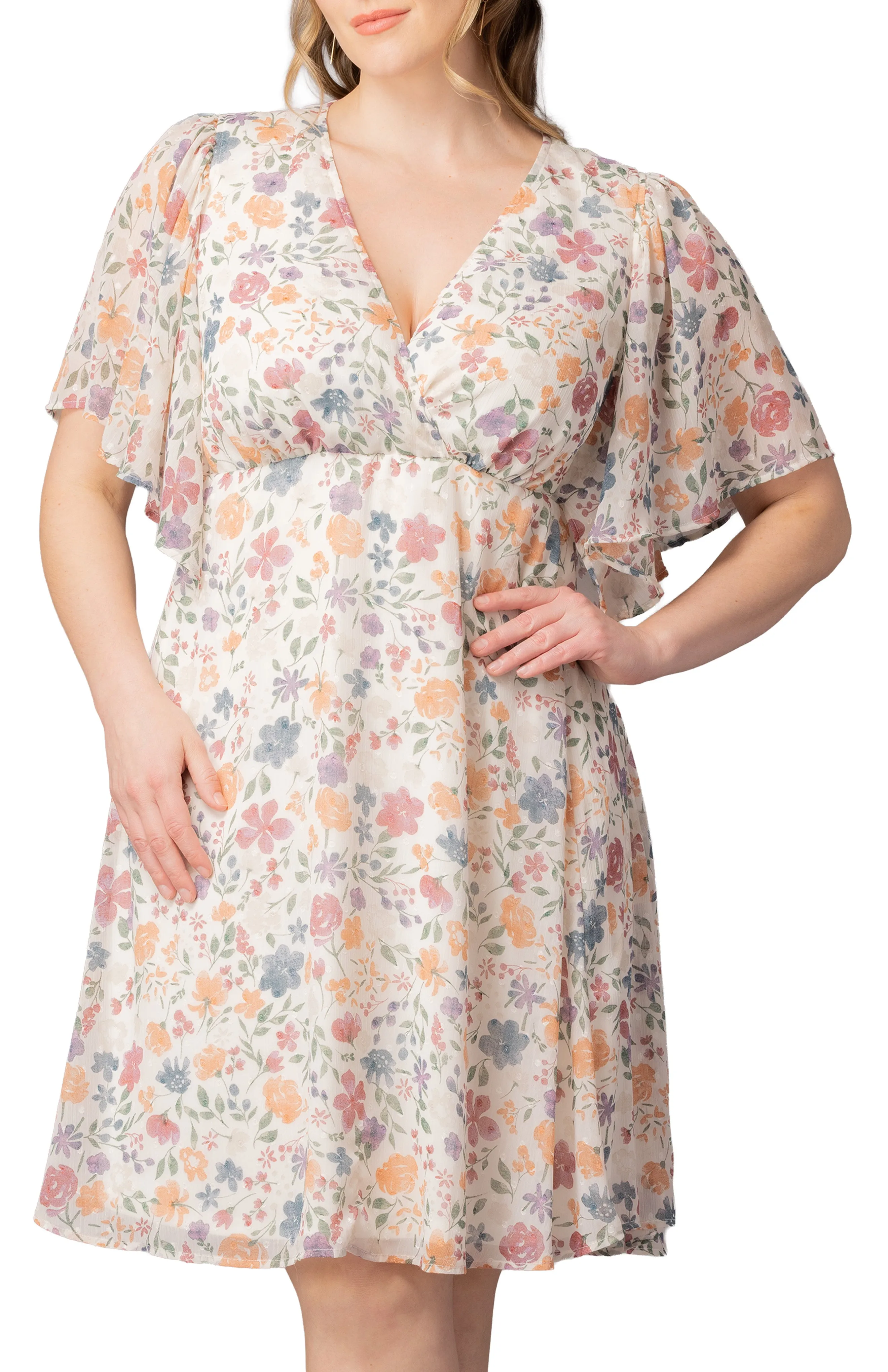 Florence Flutter Sleeve Dress - Pale Blossoms - Plus sold by Dress Barn product image thumbnail 3