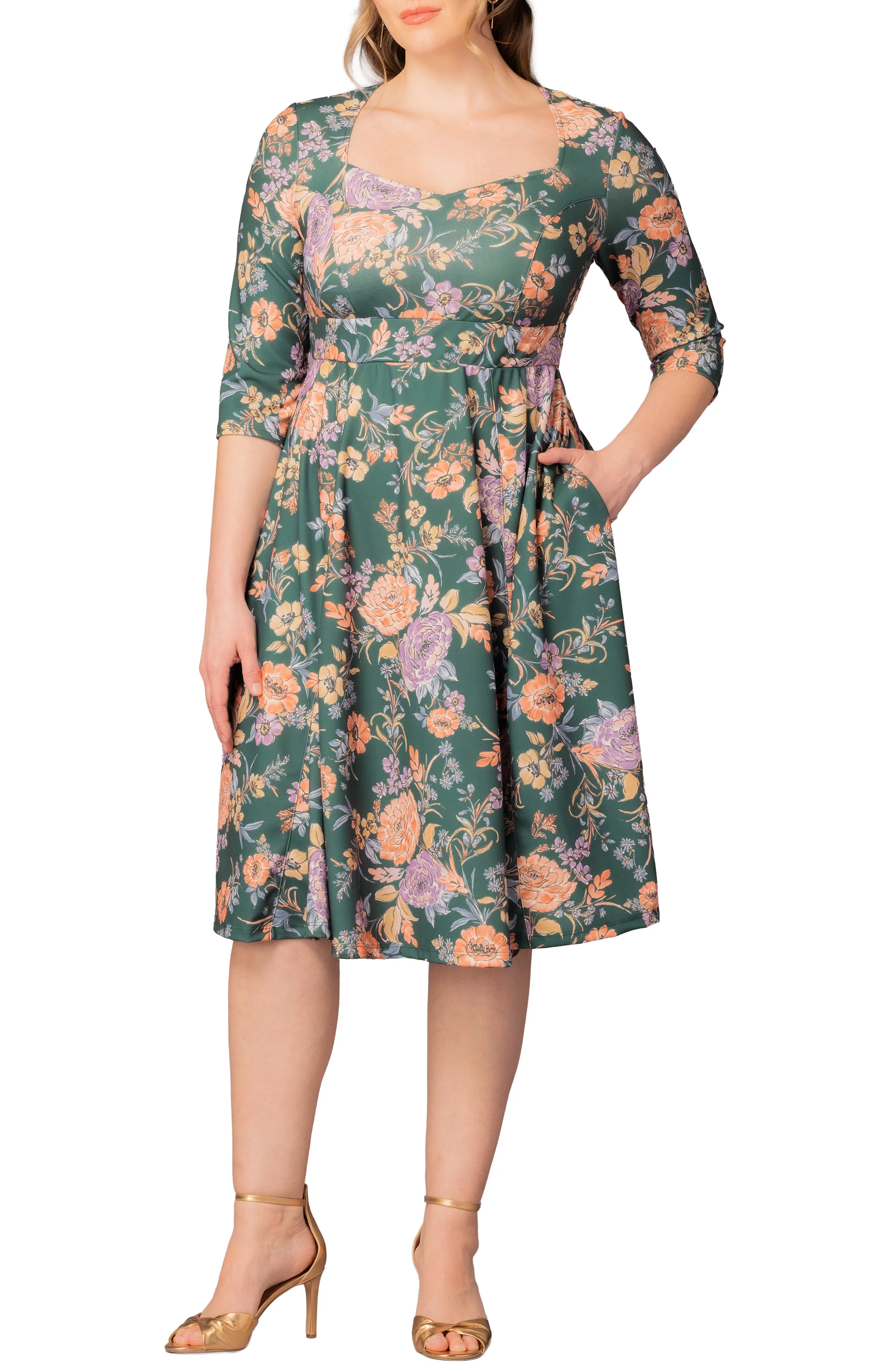 Royal Sweetheart Cocktail Dress - Green Garden - Plus sold by Dress Barn