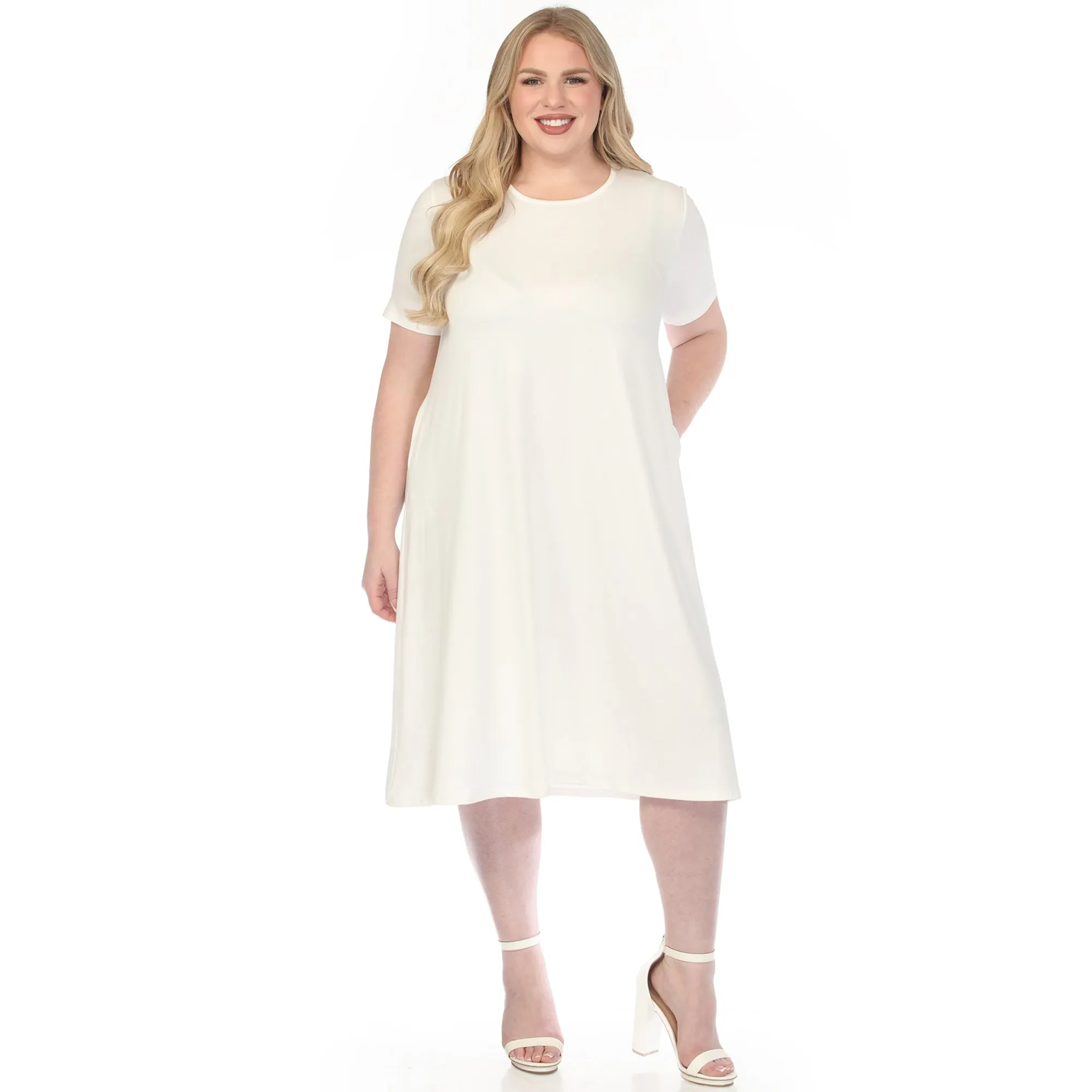 Women's Crew Neck T-Shirt Dress - Off White - Plus sold by Dress Barn product image thumbnail 5