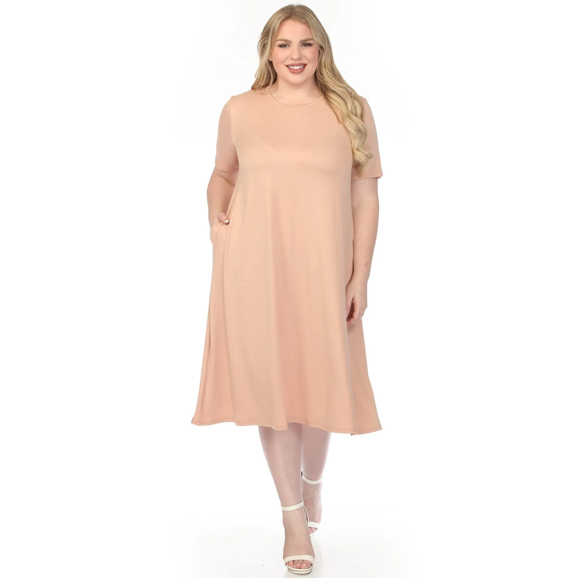 Women's Crew Neck T-Shirt Dress - Rose Gold - Plus sold by Dress Barn product image thumbnail 5