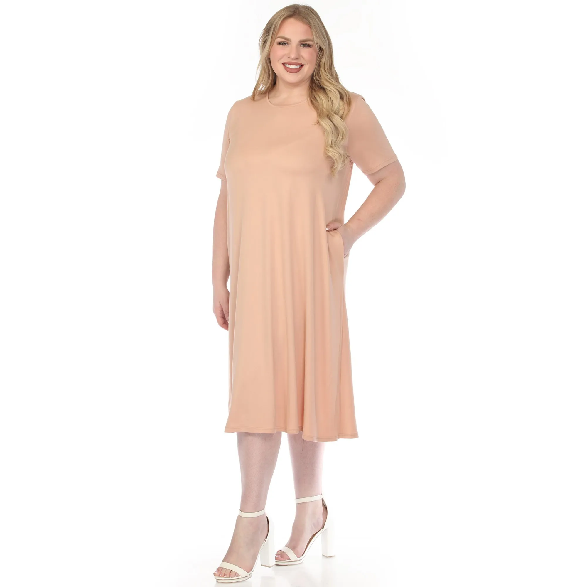 Women's Crew Neck T-Shirt Dress - Rose Gold - Plus sold by Dress Barn product image thumbnail 2