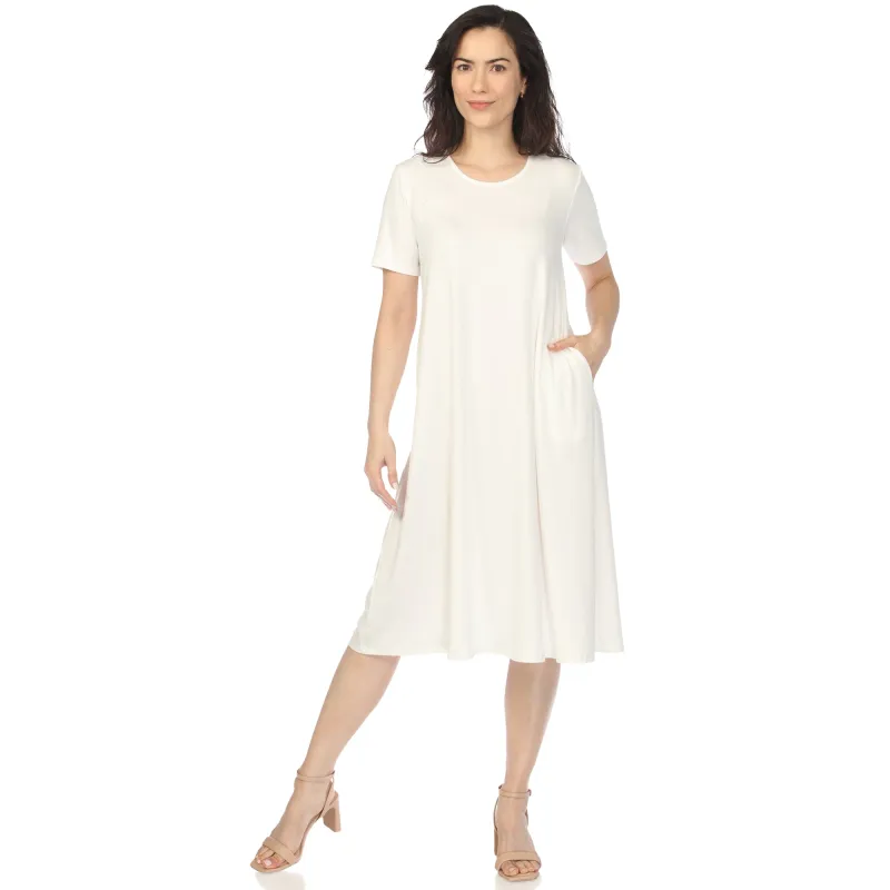 Women's Crew Neck T-Shirt Dress - Off White made by Dress Barn