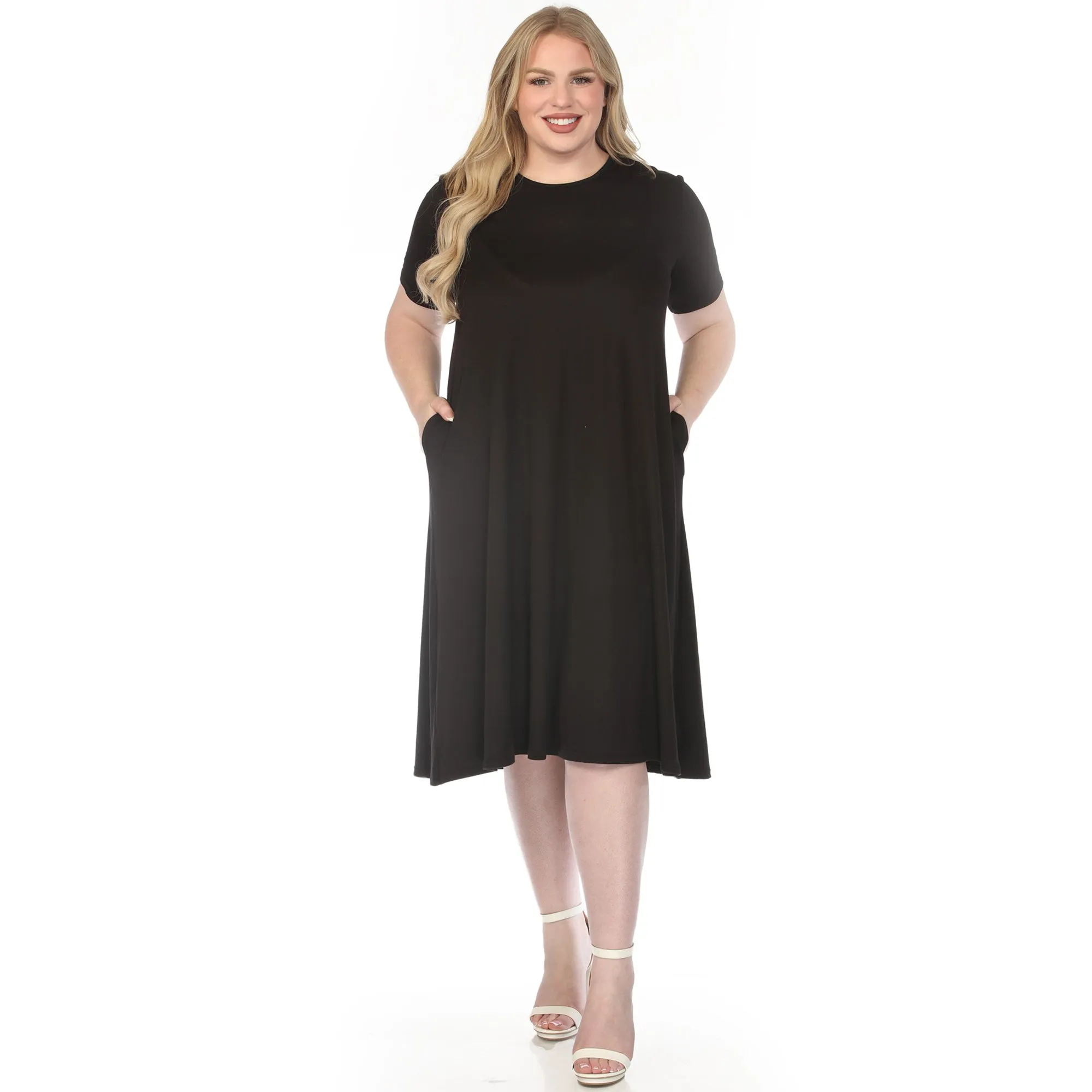 Women's Crew Neck T-Shirt Dress - Black - Plus sold by Dress Barn