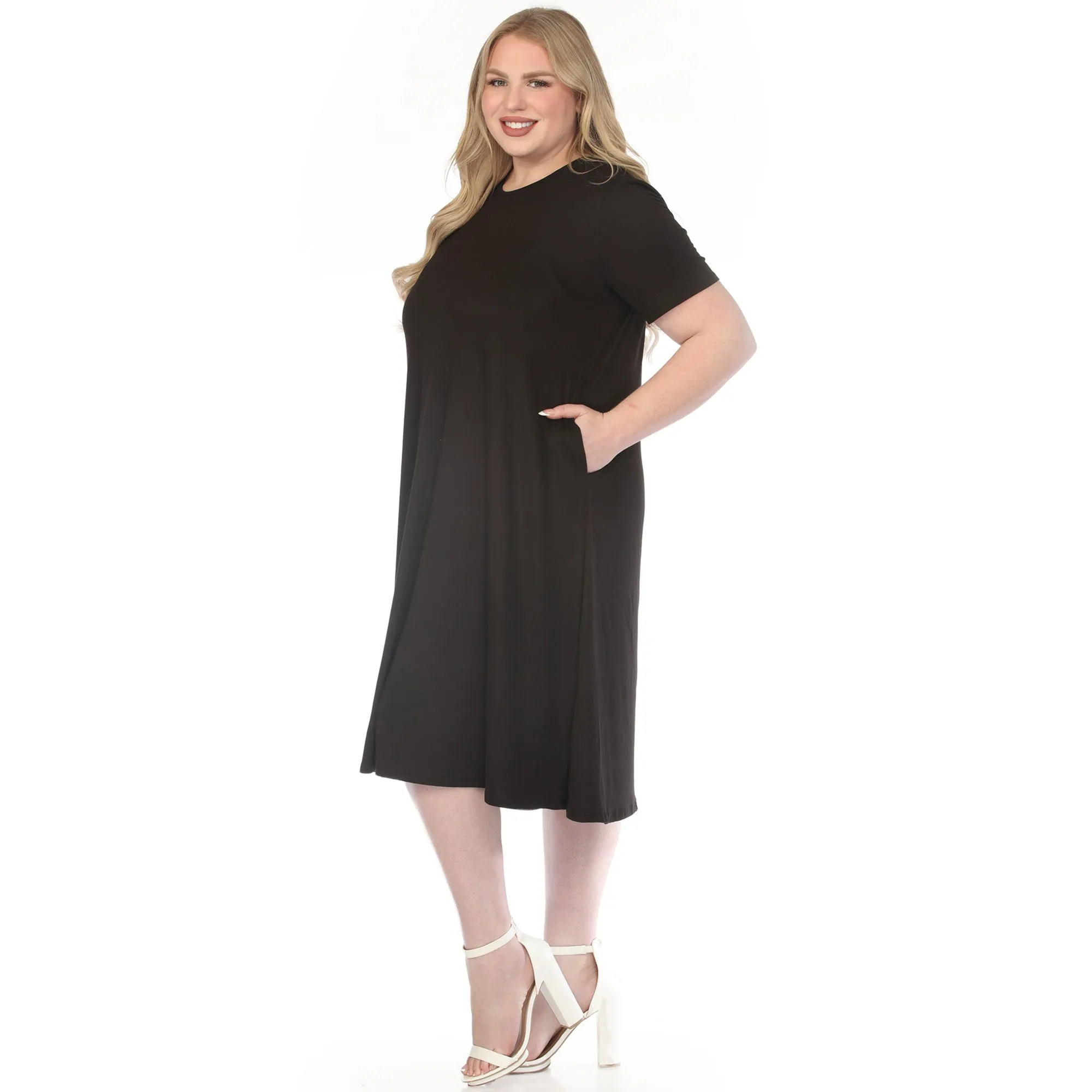 Women's Crew Neck T-Shirt Dress - Black - Plus sold by Dress Barn product image thumbnail 2