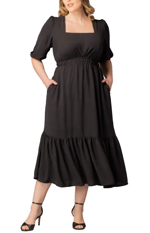 Bailey Square Neck Maxi Dress  -Black Noir -  Plus made by Dress Barn