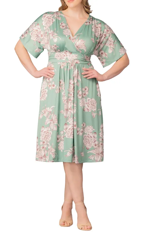 Gia Midi Dress  -Sage Garden Print -  Plus made by Dress Barn