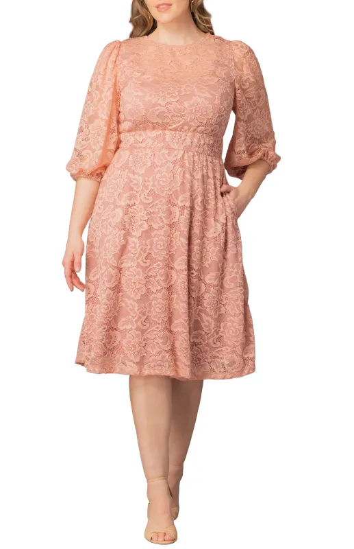 Hepburn Lace Cocktail Dress -Blush Pink - Plus made by Dress Barn