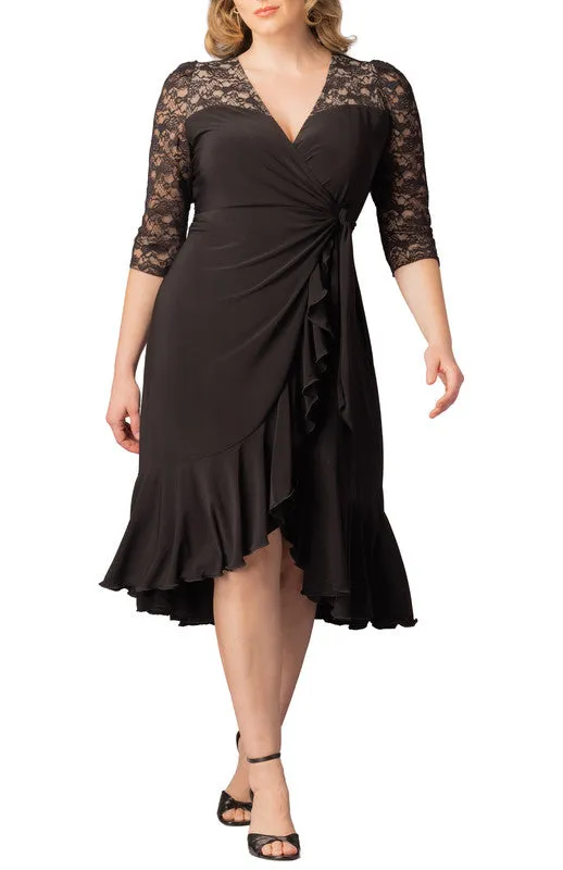 Lavish Lace Wrap Dress  -Black Noir -  Plus sold by Dress Barn
