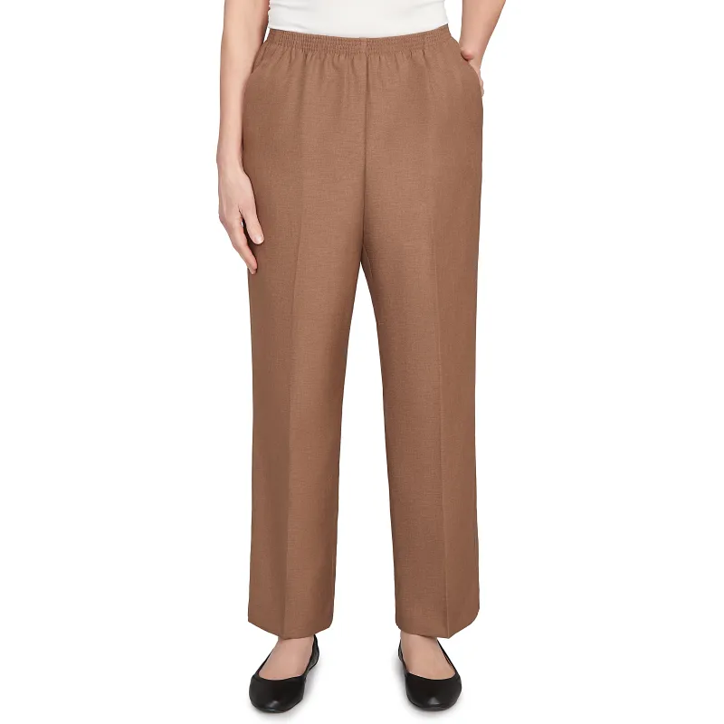 Alfred Dunner Petite Classic Signature Fit Textured Trousers with All-around Elastic Waistband Short Length made by Dress Barn