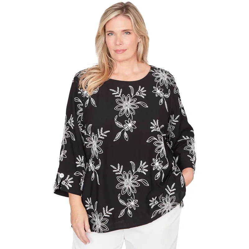Alfred Dunner Tossed Floral Embroidered Top - Plus made by Dress Barn