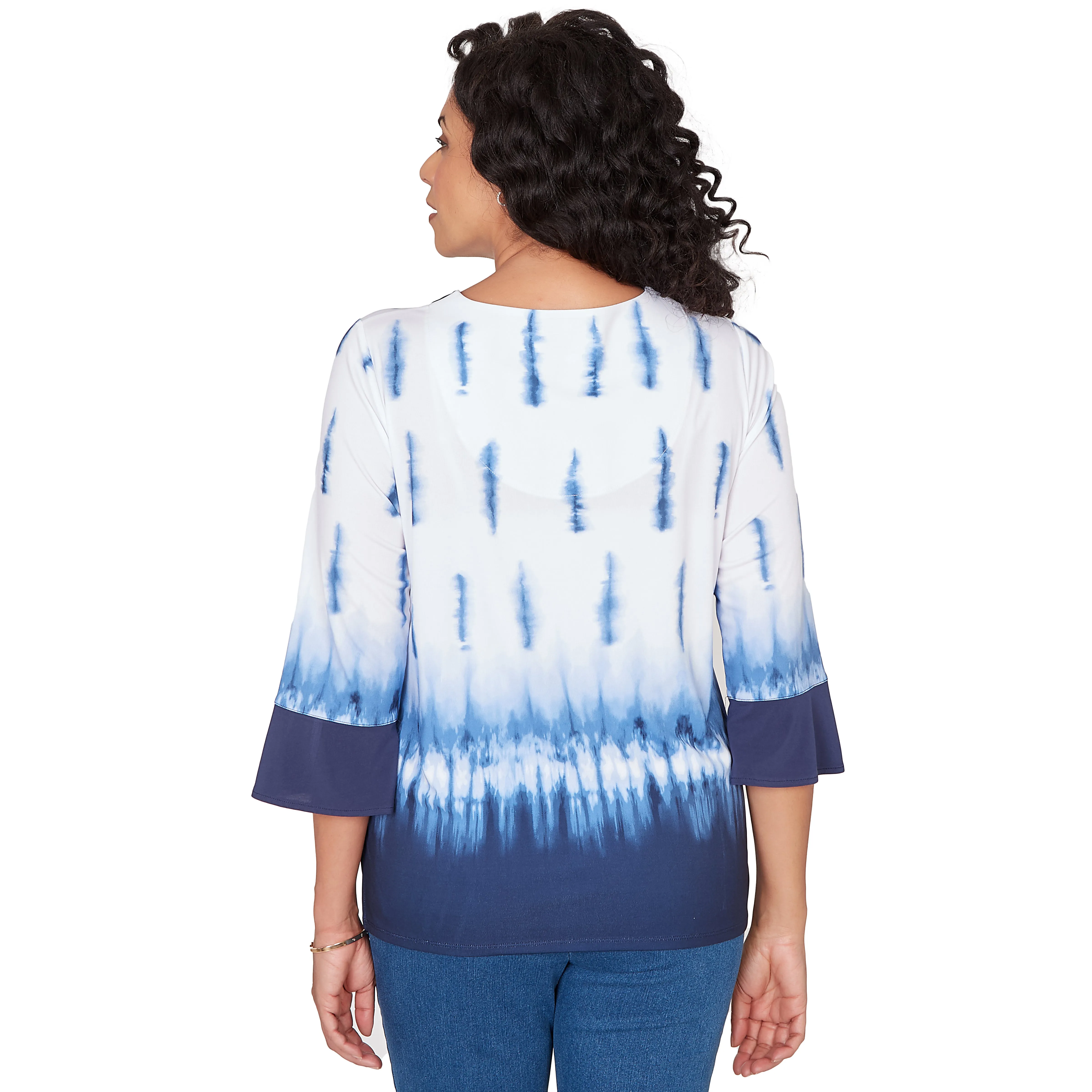 Alfred Dunner Tie Dye Border Split Neck Top sold by Dress Barn product image thumbnail 2