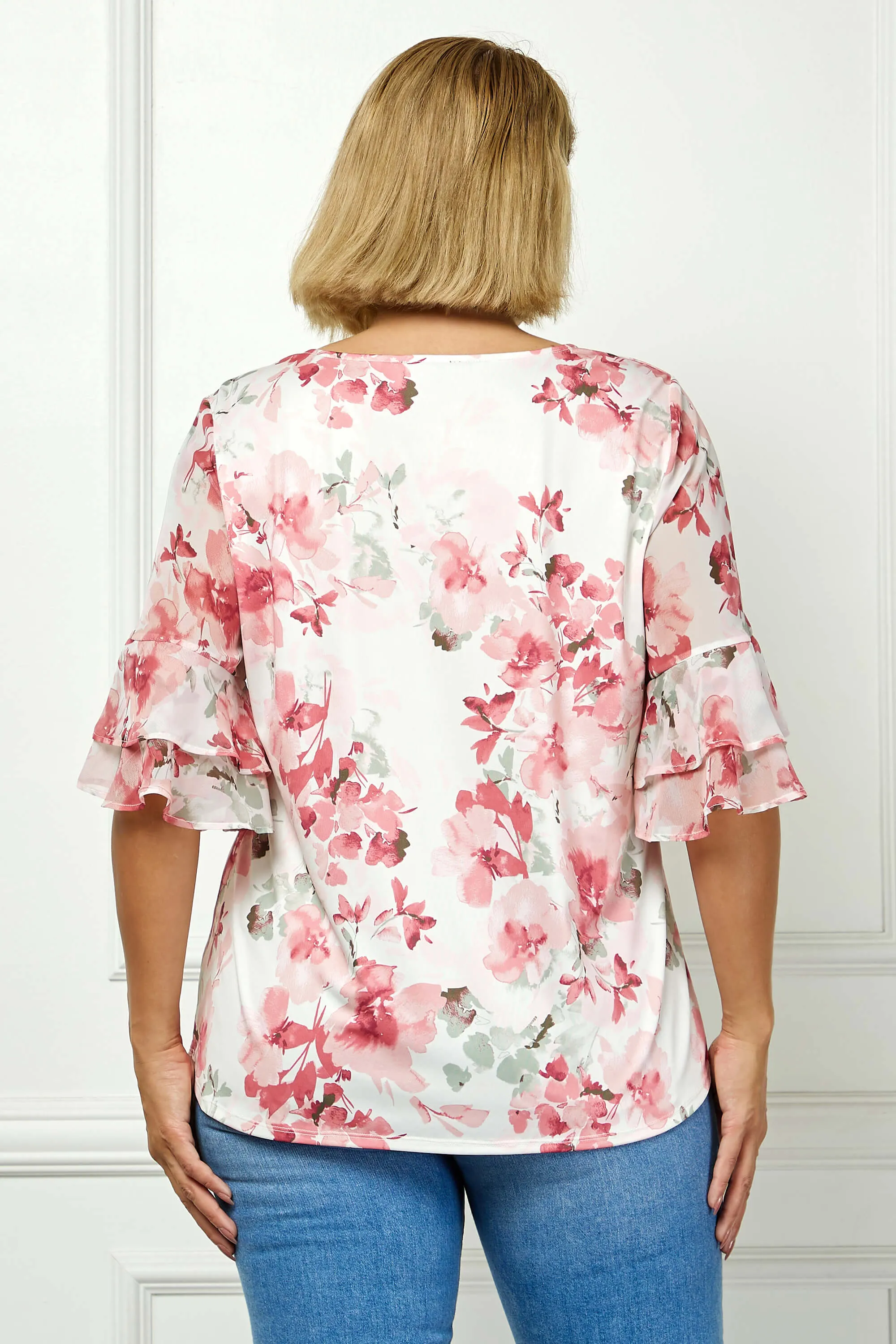 Double Ruffle Sleeve Cutout Neck Blouse - Plus sold by Dress Barn product image thumbnail 4