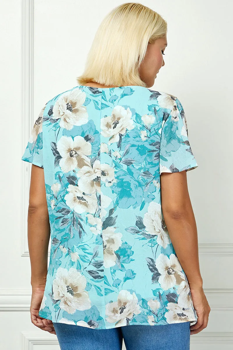 Flutter Sleeve Cutout Neck Pleat Blouse - Plus - Sage sold by Dress Barn product image thumbnail 4