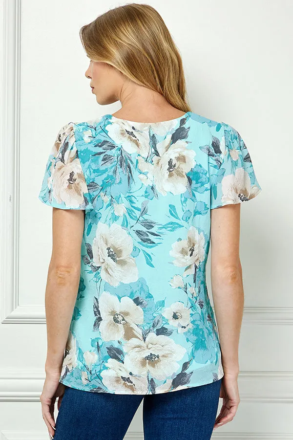 Flutter Sleeve Cutout Neck Pleat Blouse - Sage sold by Dress Barn product image thumbnail 4