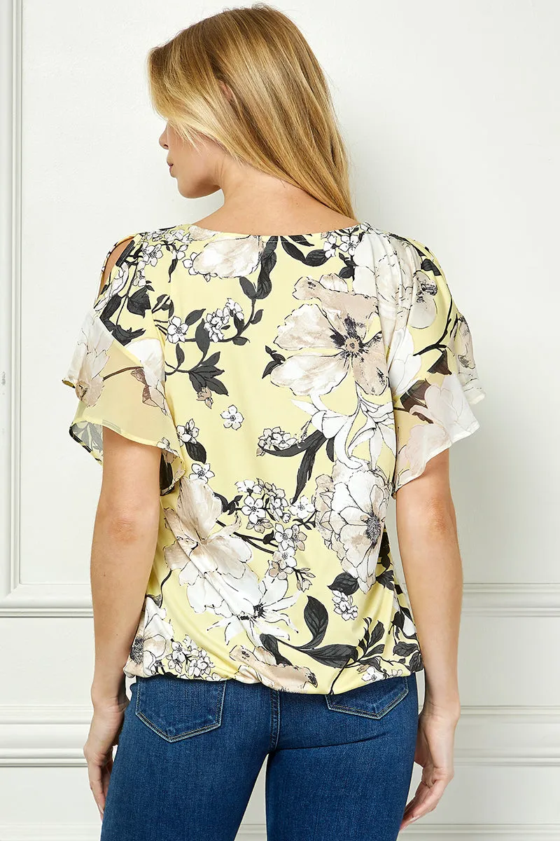 Ruffle Cold Shoulder V-Neck Blouse - Yellow sold by Dress Barn product image thumbnail 4