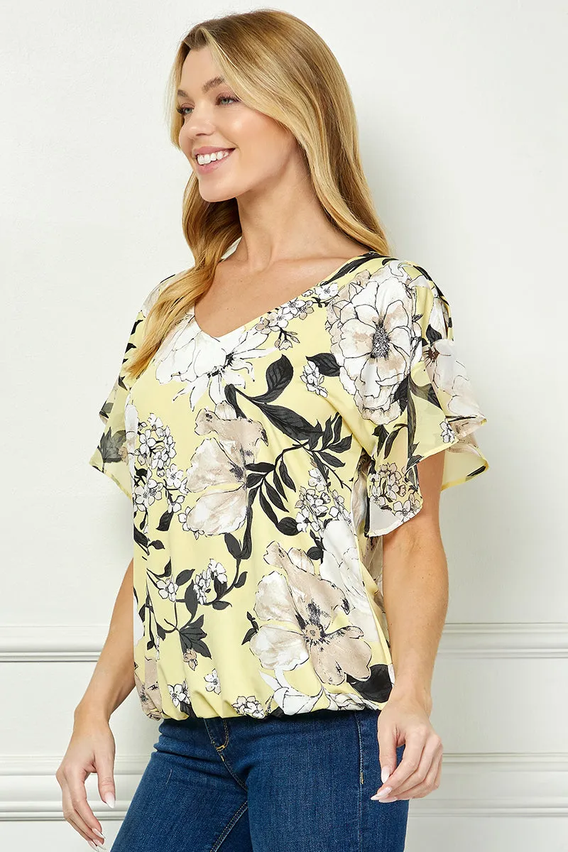 Ruffle Cold Shoulder V-Neck Blouse - Yellow sold by Dress Barn product image thumbnail 3