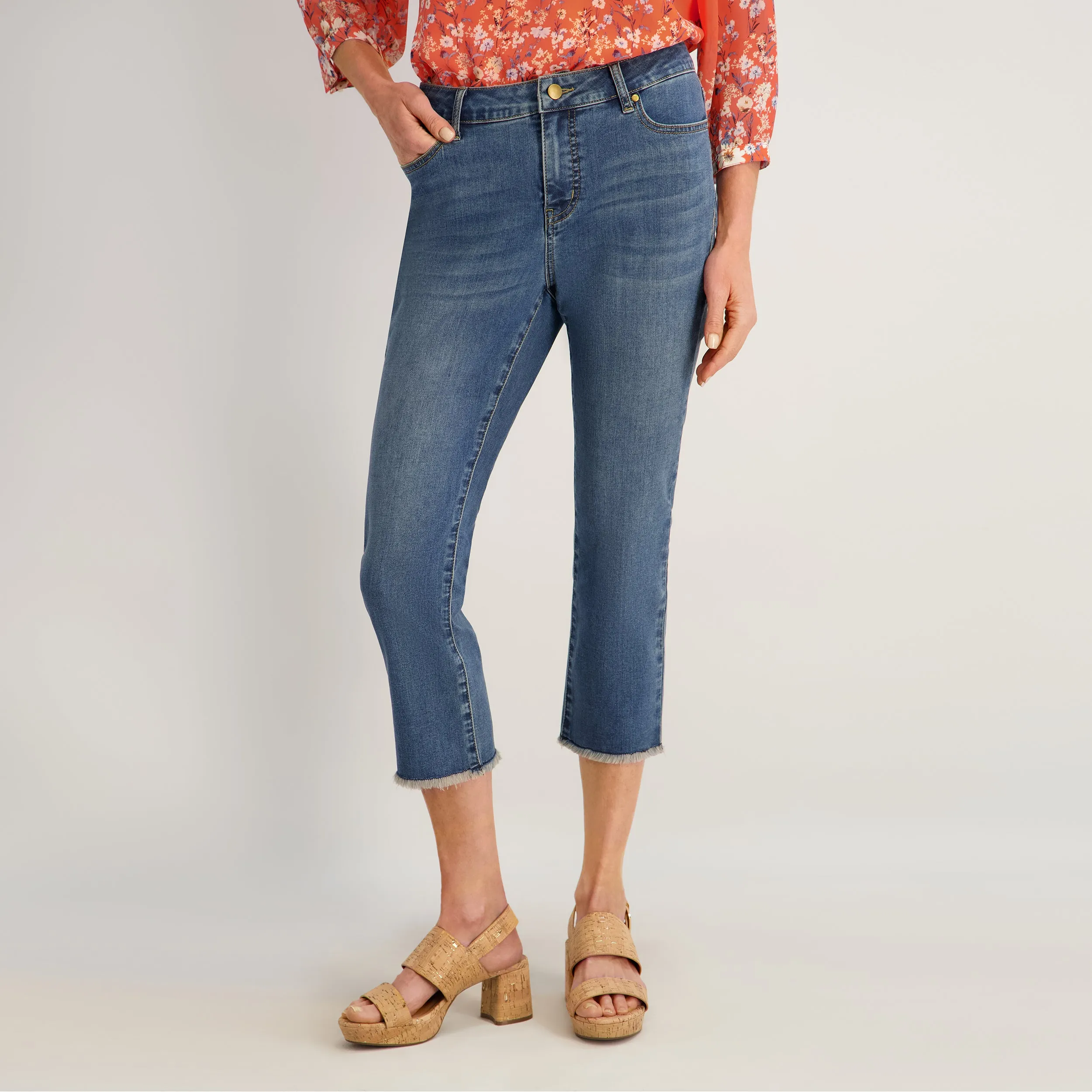 Westport Signature Fray Hem Capri in Dark Wash sold by Dress Barn product image thumbnail 2