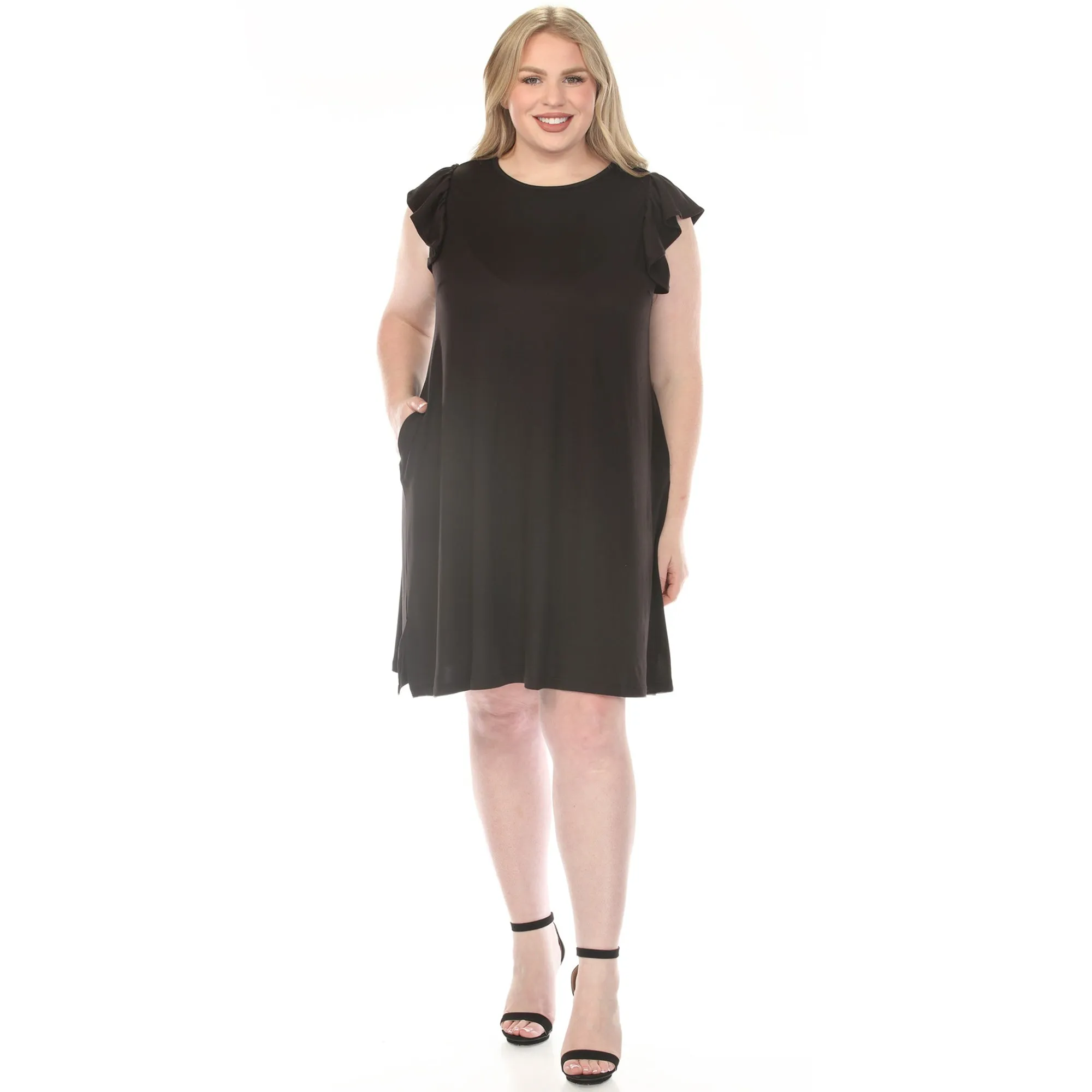 Women's Crew Neck Ruffle Sleeve Dress - Black - Plus sold by Dress Barn product image thumbnail 5