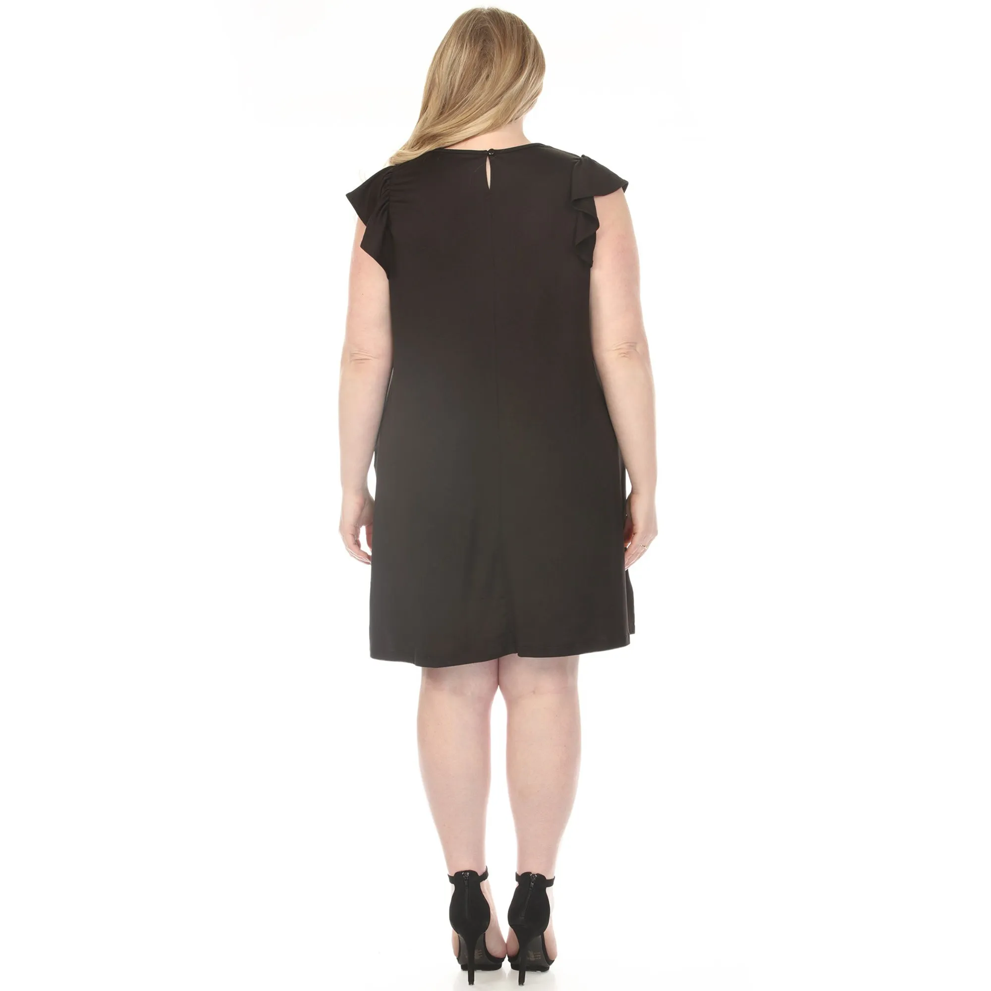 Women's Crew Neck Ruffle Sleeve Dress - Black - Plus sold by Dress Barn product image thumbnail 3