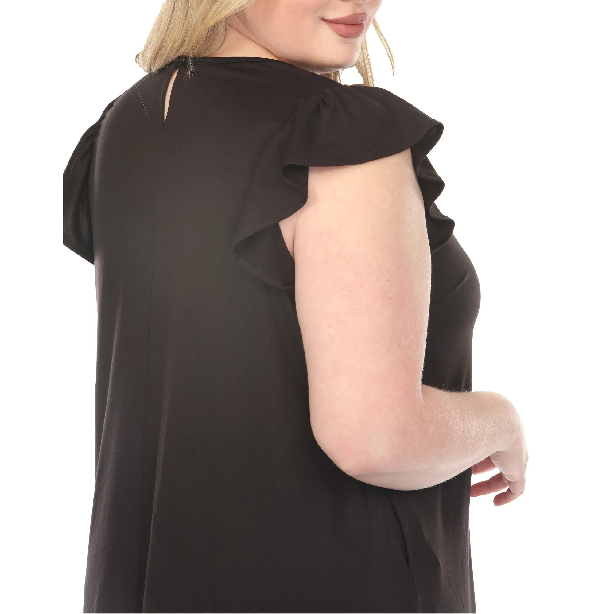 Women's Crew Neck Ruffle Sleeve Dress - Black - Plus sold by Dress Barn product image thumbnail 4