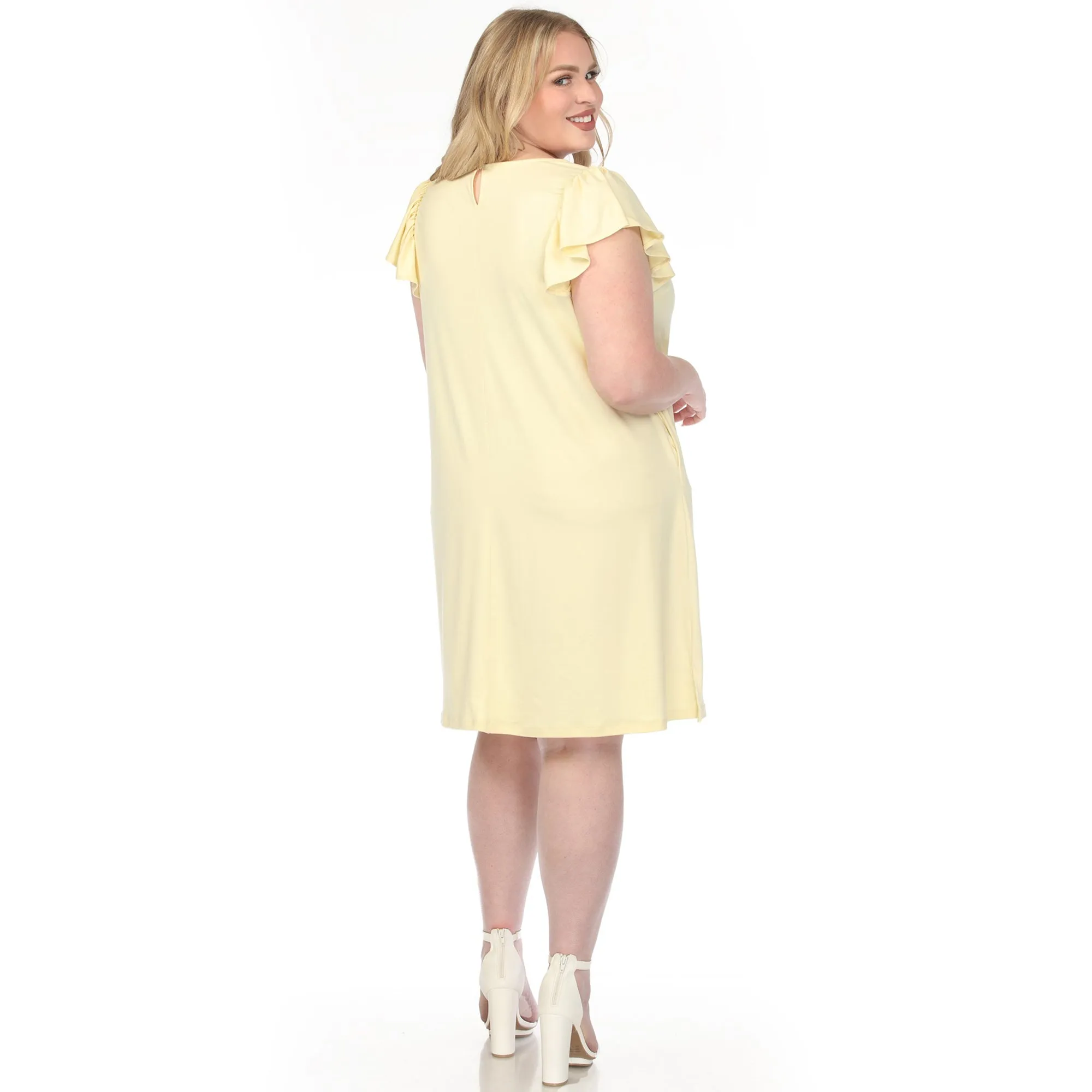 Women's Crew Neck Ruffle Sleeve Dress - Yellow - Plus sold by Dress Barn product image thumbnail 3