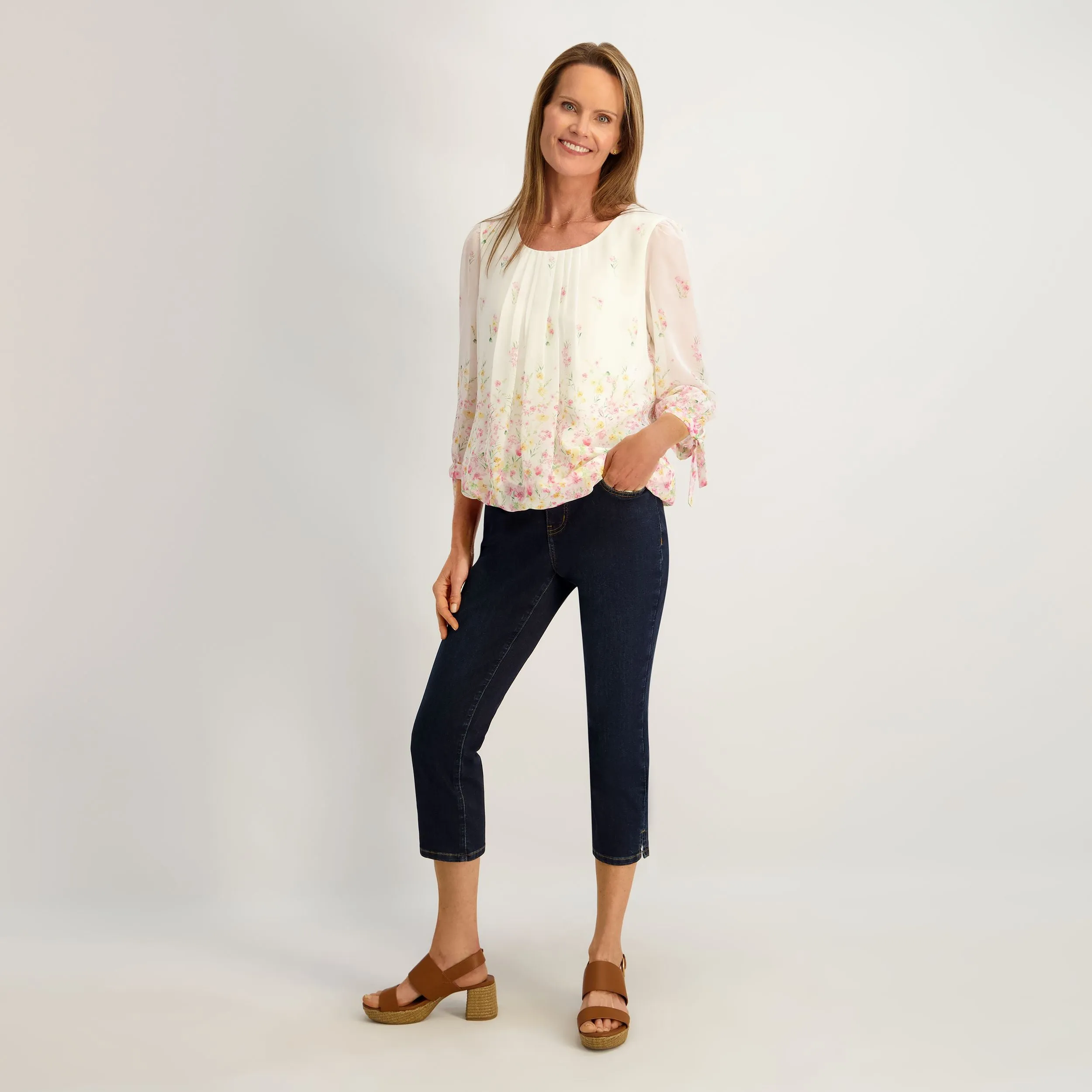 Westport Signature Side Slit Capri in Rinse sold by Dress Barn