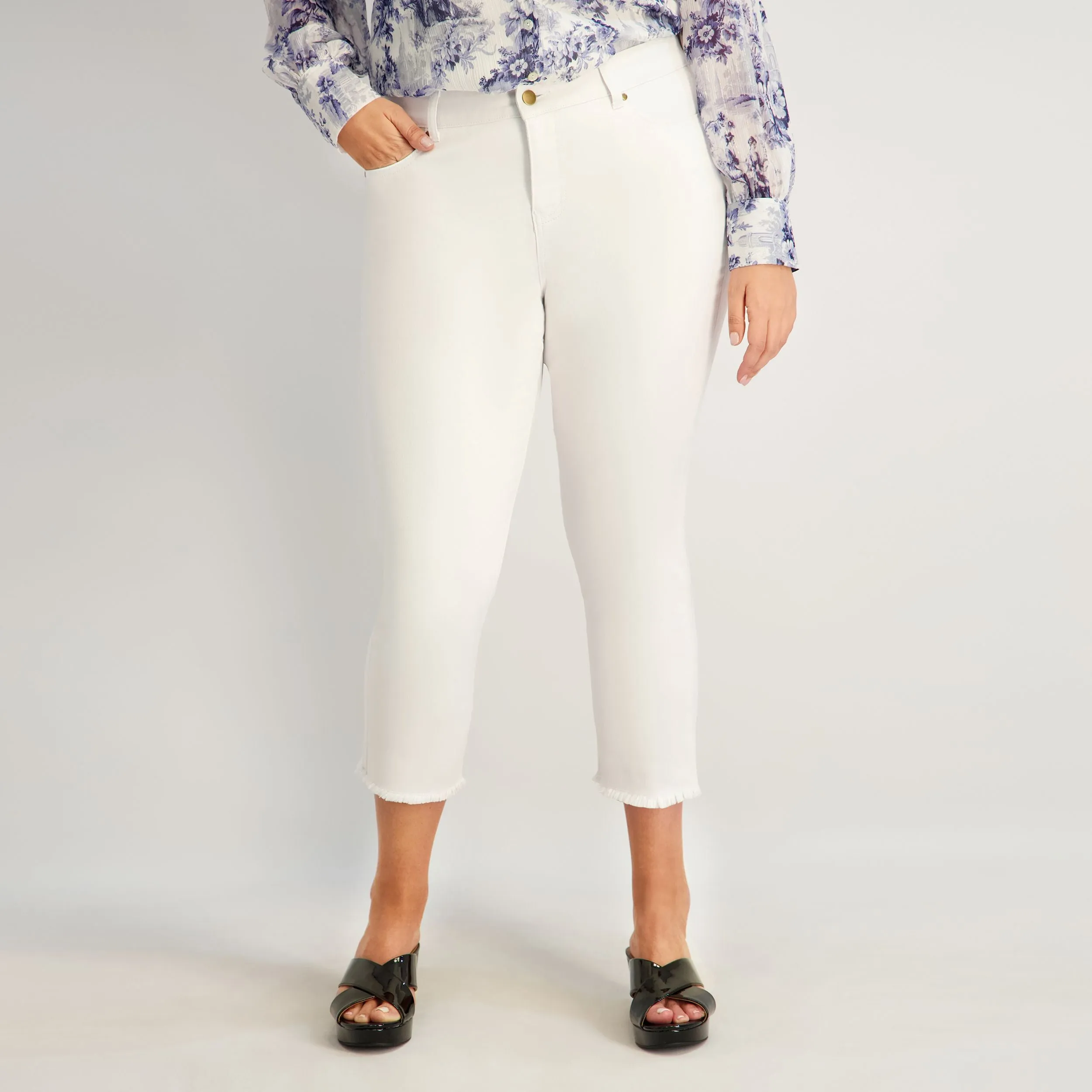 Westport Signature Fray Hem Capri in White - Plus sold by Dress Barn product image thumbnail 2