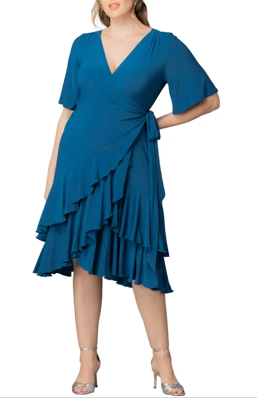 Miranda Wrap Dress  - Aegean Blue -  Plus made by Dress Barn