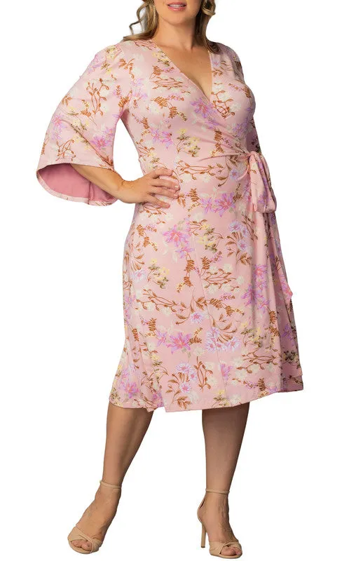 Gemini Wrap Dress - Lively Peach Florals - Plus sold by Dress Barn