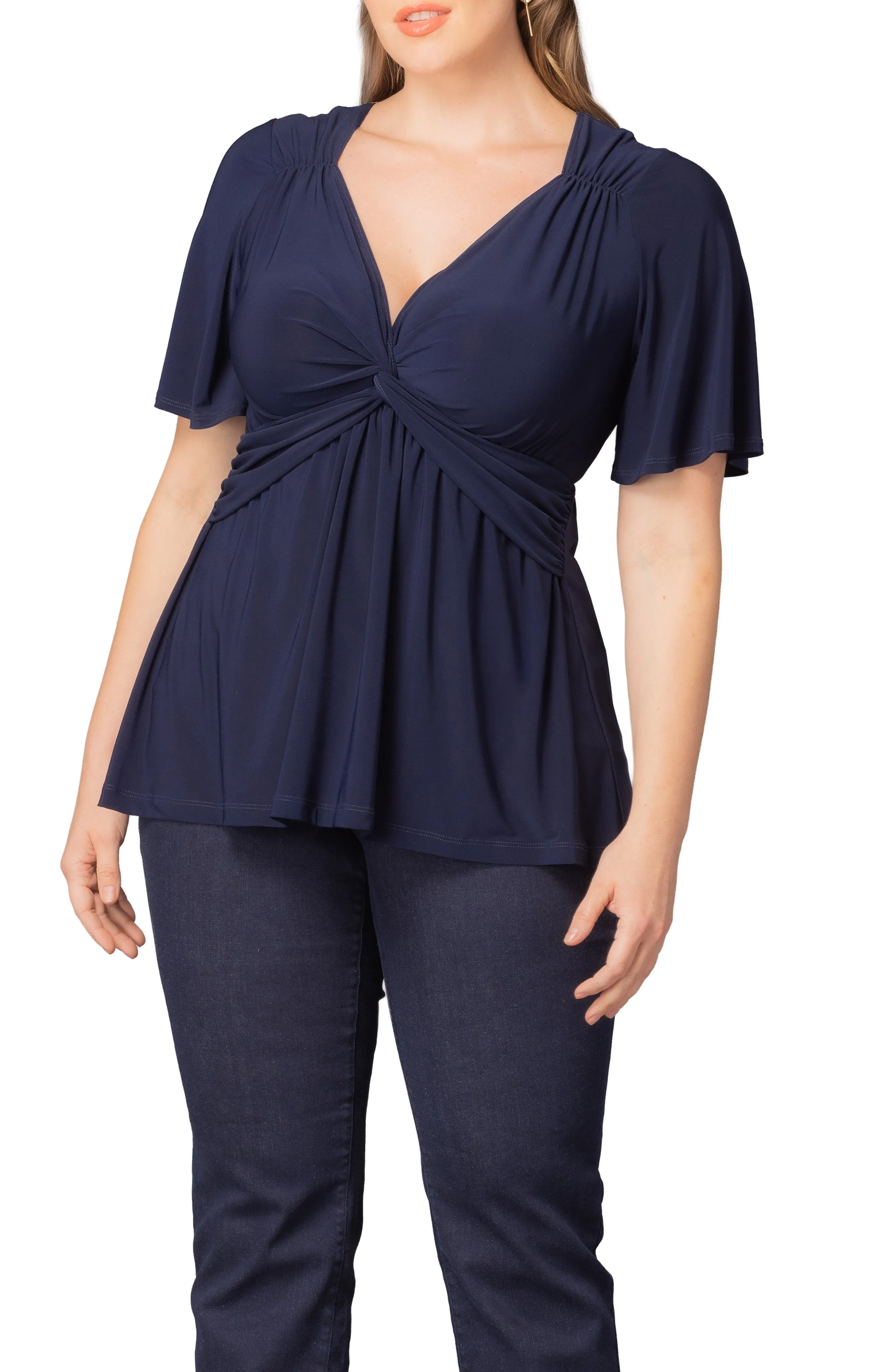 Abby Twist Front Top - Nouveau Navy - Plus sold by Dress Barn
