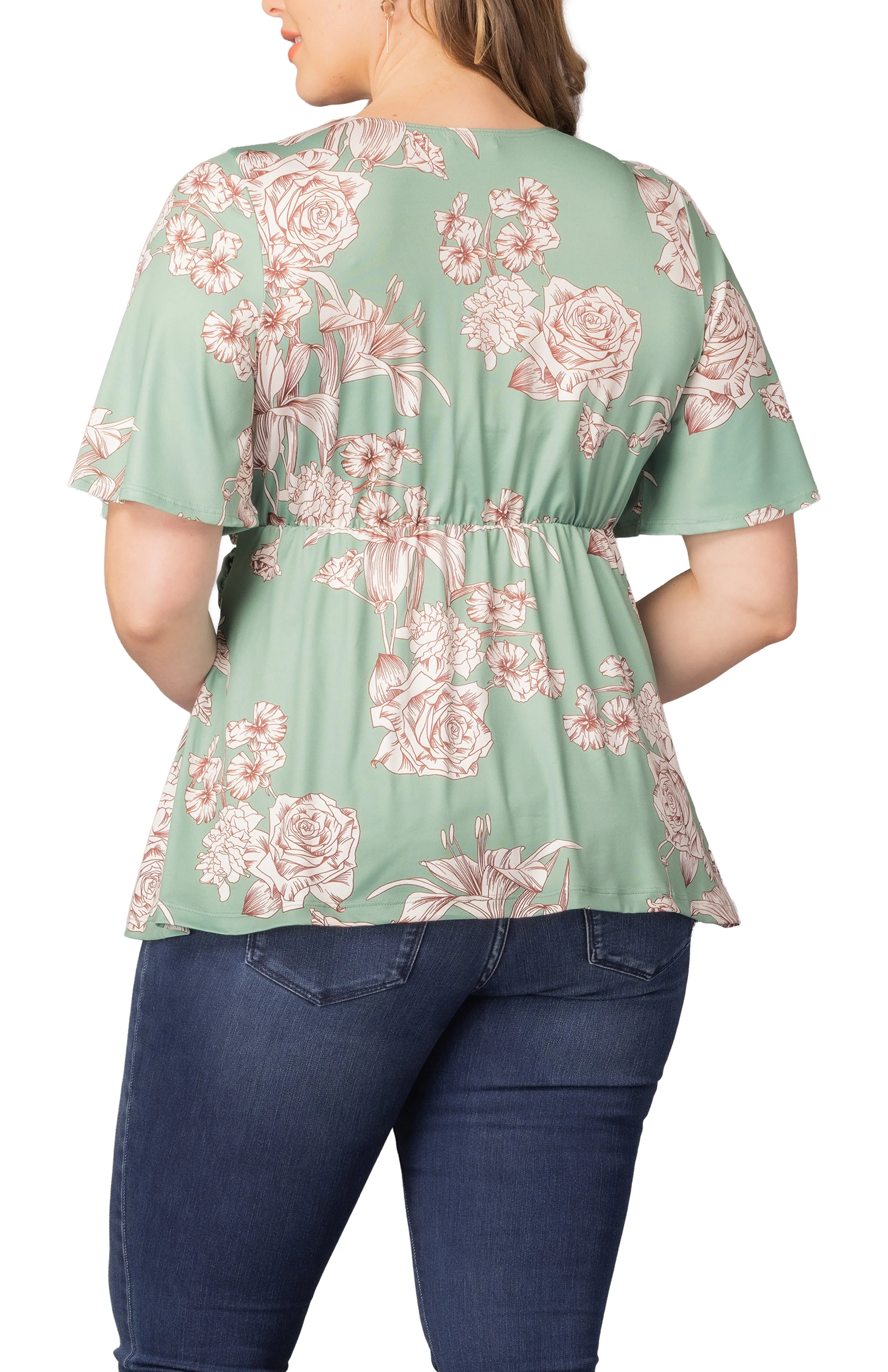 Abby Twist Front Top - Sage Garden Print - Plus sold by Dress Barn product image thumbnail 2