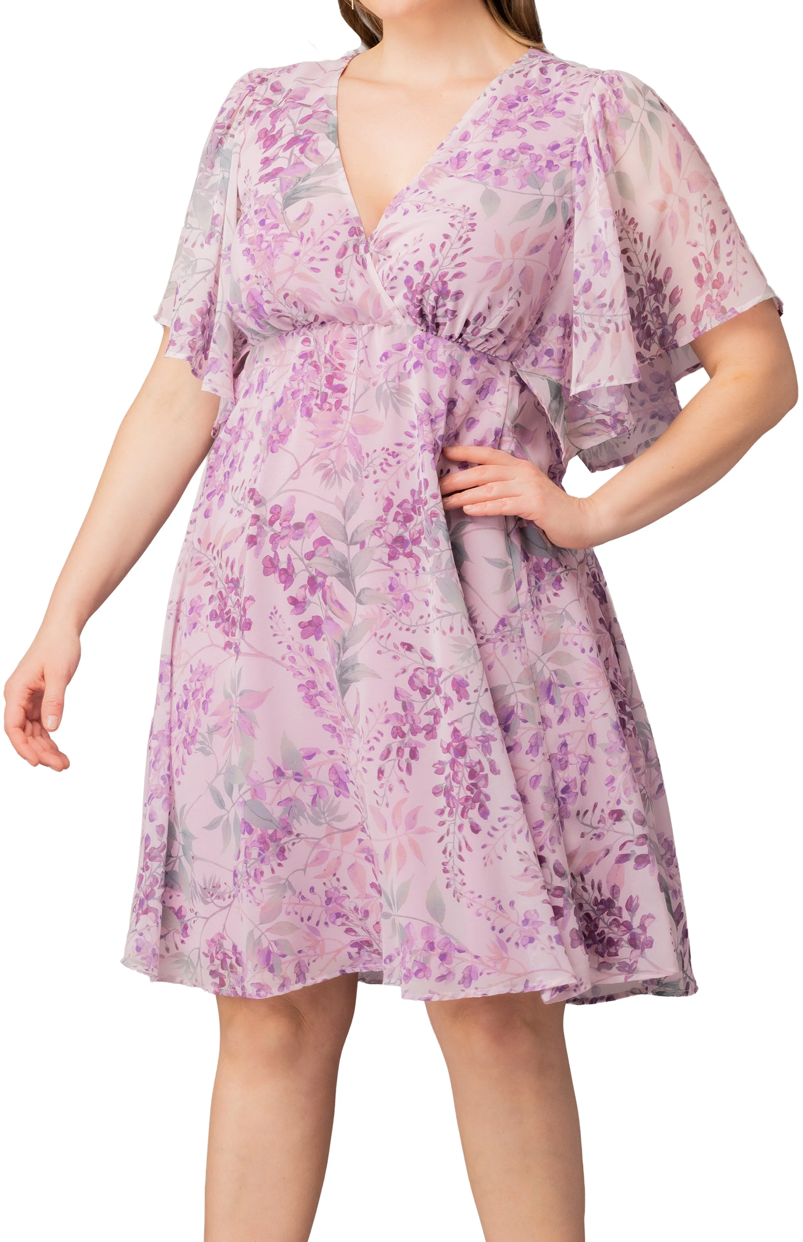 Florence Flutter Sleeve Dress - Wisteria Blooms - Plus sold by Dress Barn product image thumbnail 3