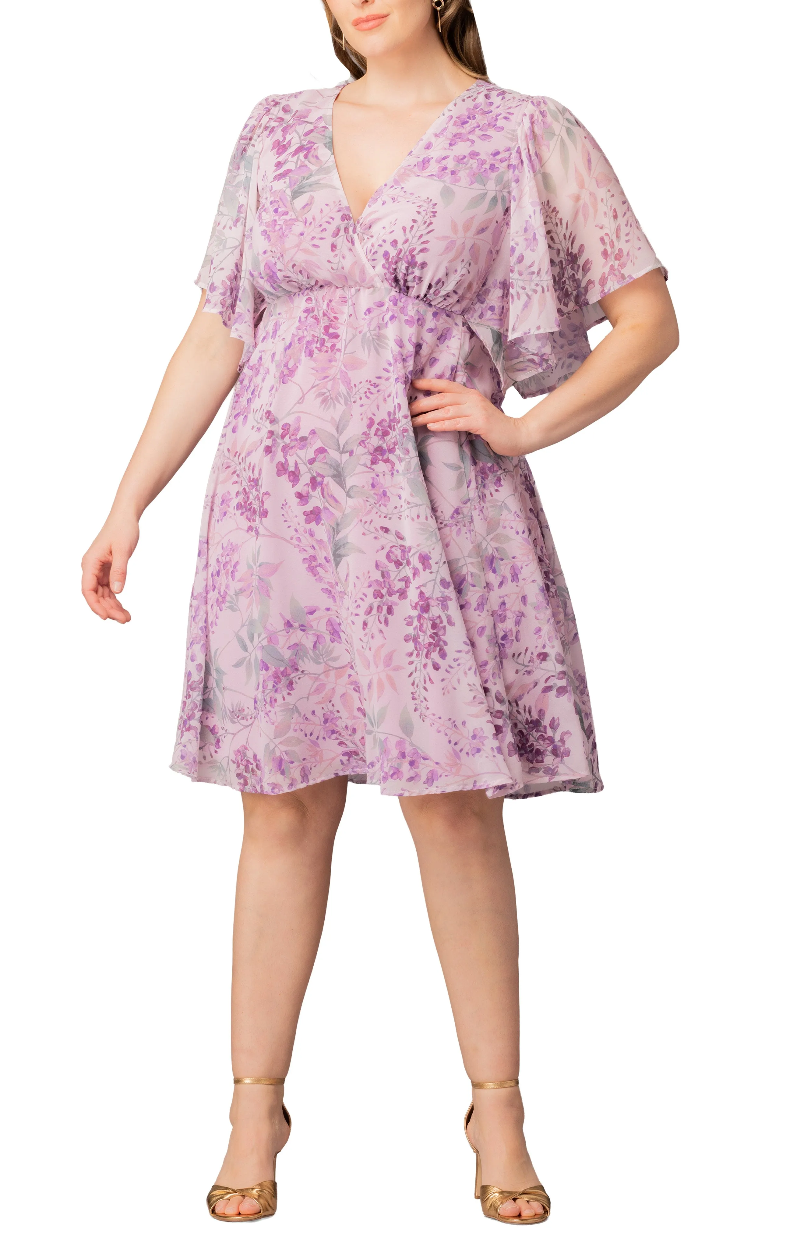 Florence Flutter Sleeve Dress - Wisteria Blooms - Plus sold by Dress Barn