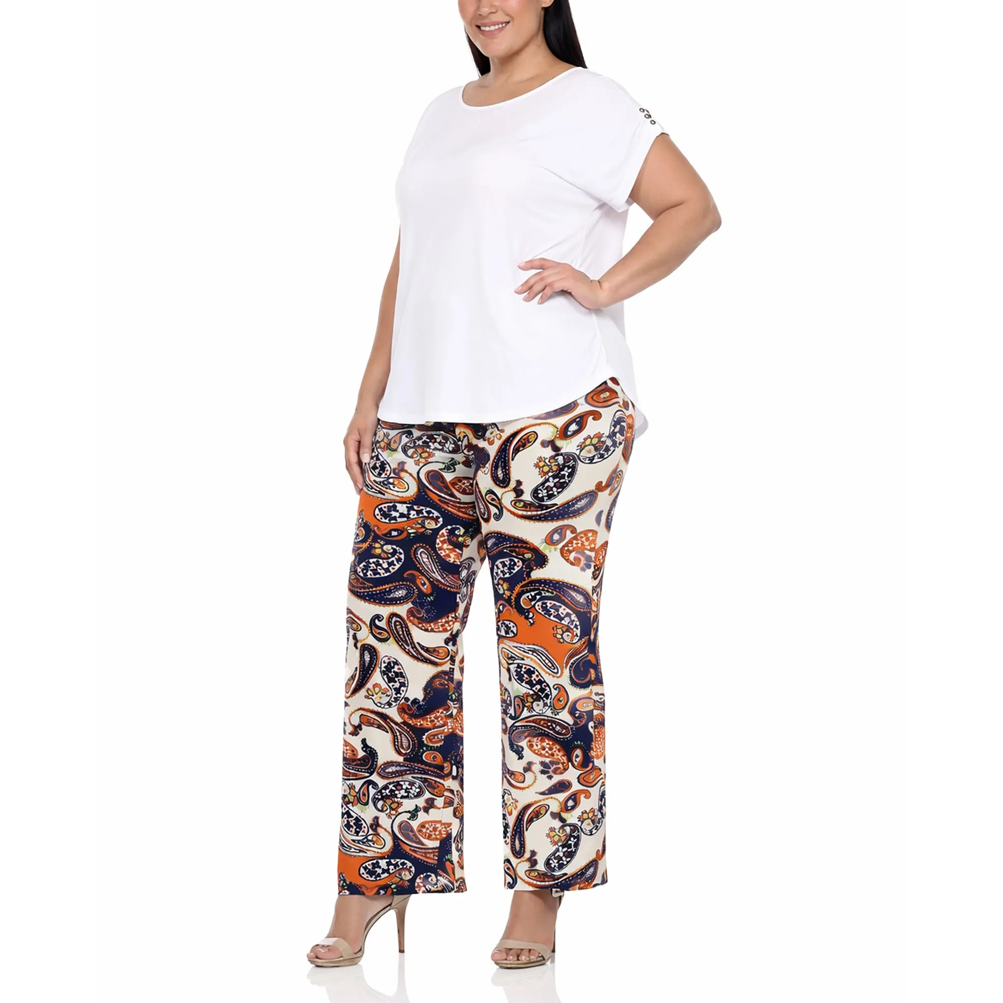 Plus Size Solid Top & Paisley Print Pant Set sold by Dress Barn product image thumbnail 2