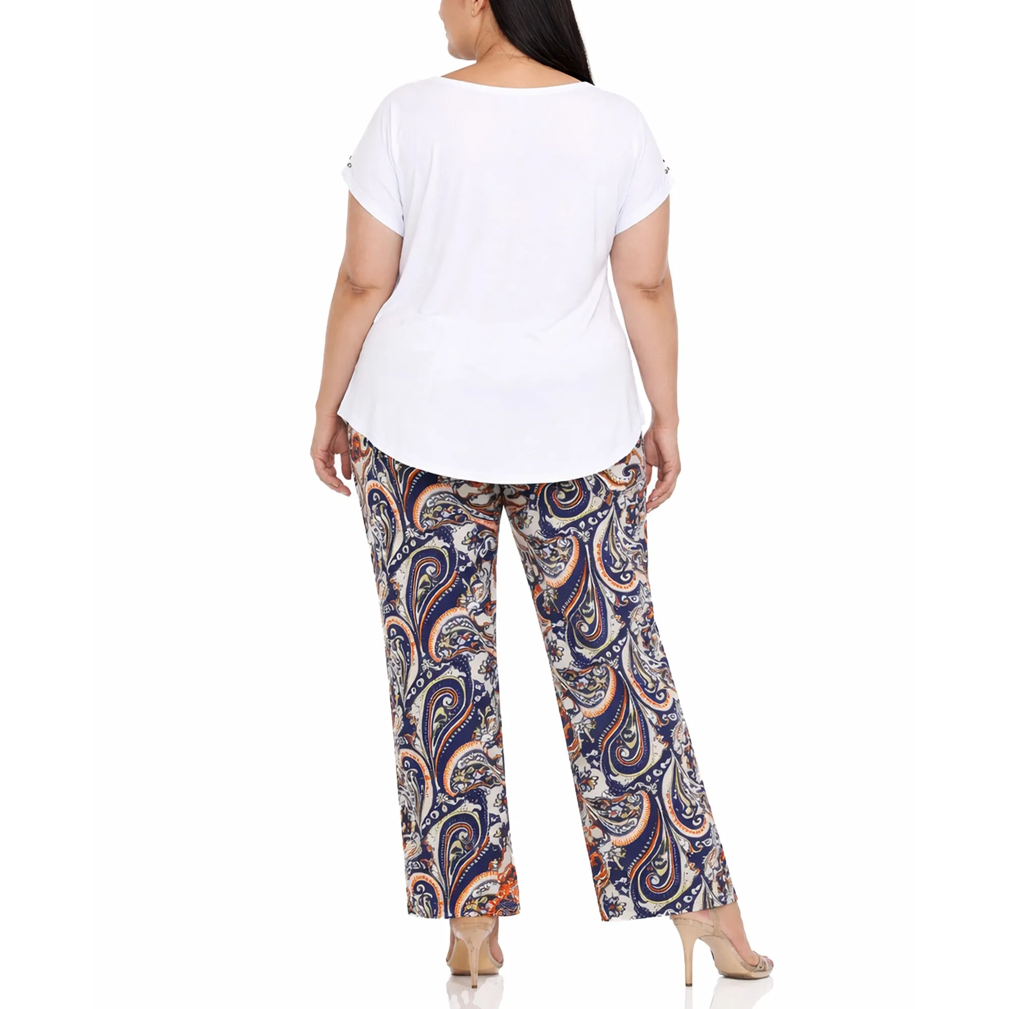 Plus Size Solid Top & Paisley Print Pant Set sold by Dress Barn product image thumbnail 3