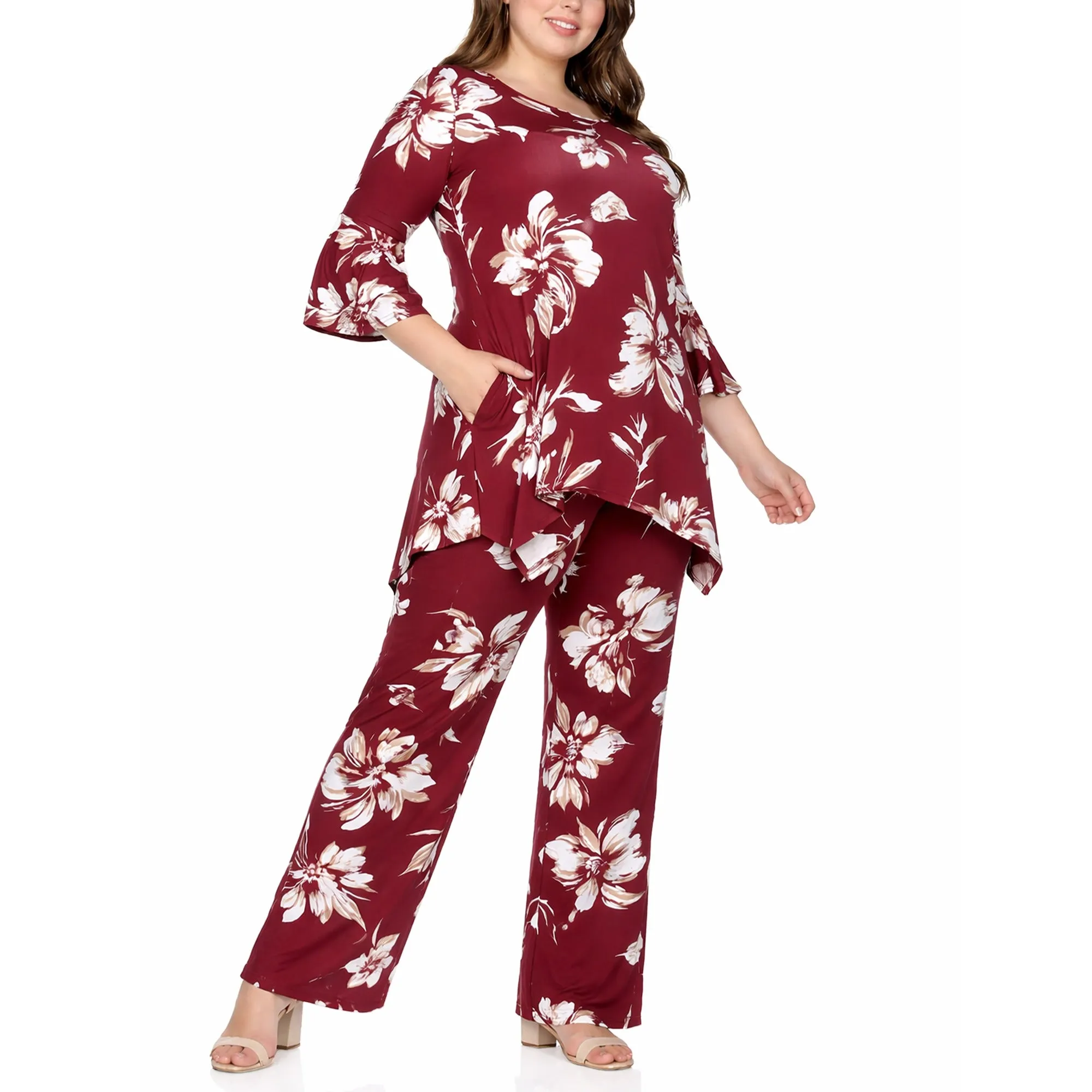 Plus Size Floral Tunic Top & Wide-Leg Pant Set sold by Dress Barn product image thumbnail 3