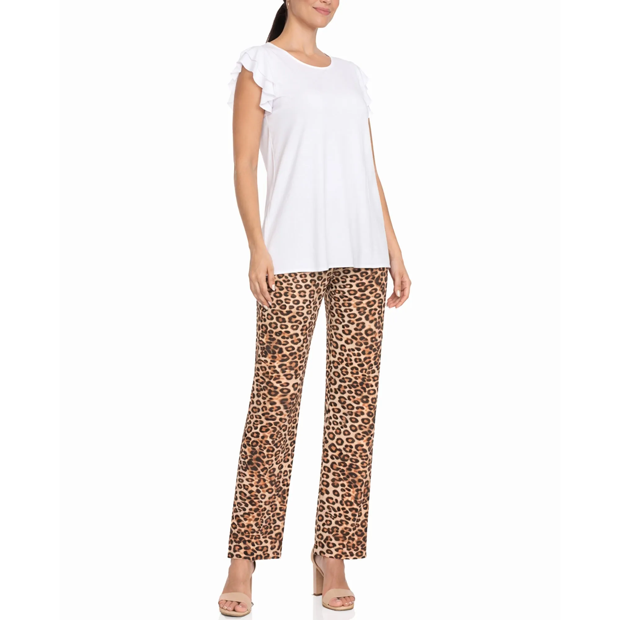 Women's Ruffle Sleeve Top and Animal Print Pant Set sold by Dress Barn product image thumbnail 2
