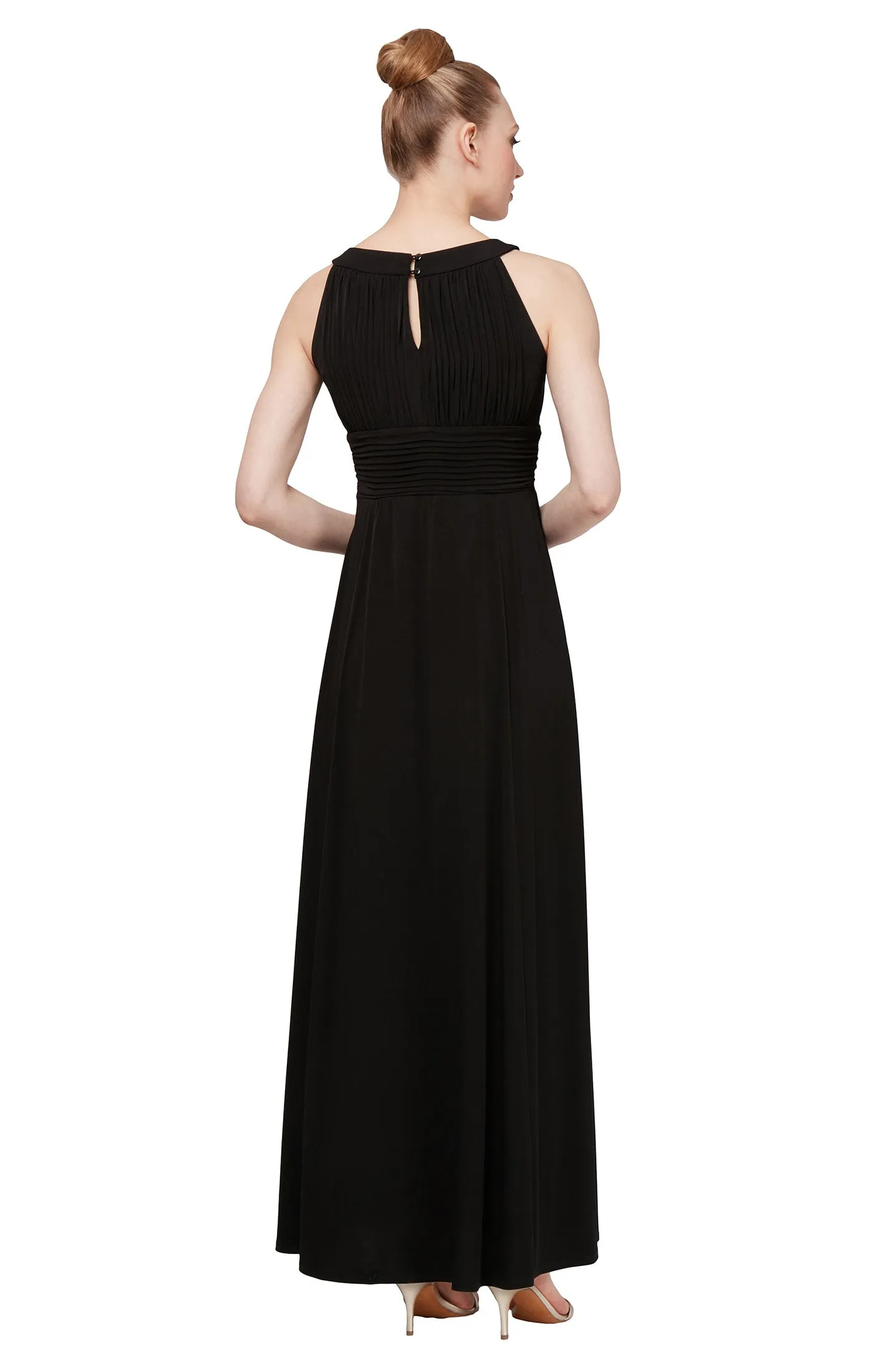 Keyhole Halter Style Gown with Ruched Waist - Black sold by Dress Barn product image thumbnail 2
