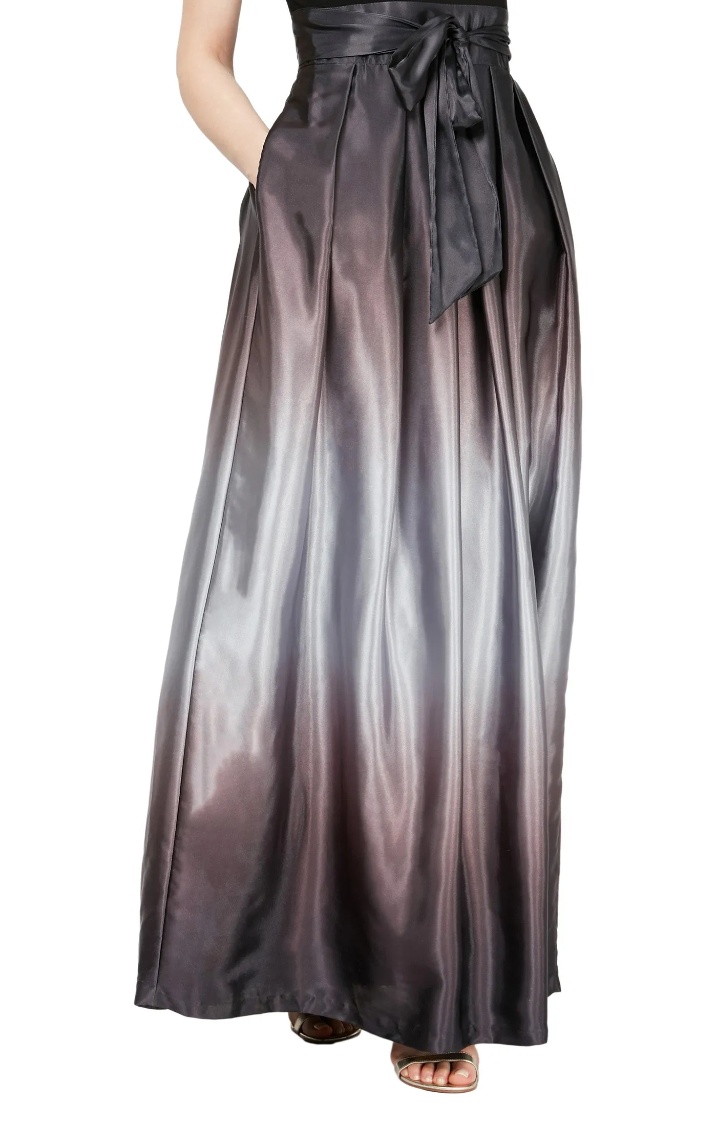 Sleeveless Gown with Satin Ombre Skirt & Tie Belt - Black Silver sold by Dress Barn product image thumbnail 3