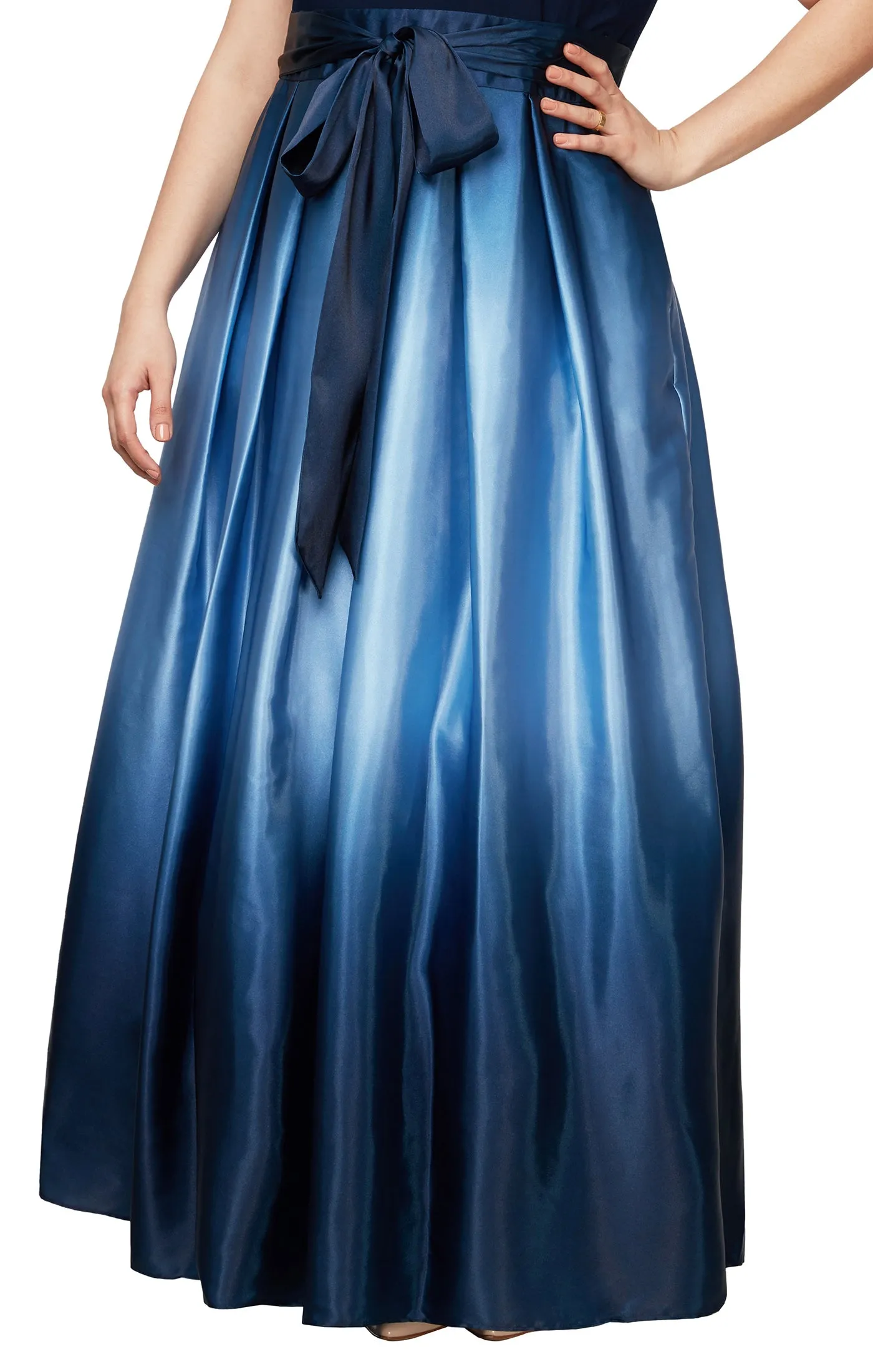 Sleeveless Gown with Satin Ombre Skirt & Tie Belt - Nvy - Plus sold by Dress Barn product image thumbnail 3