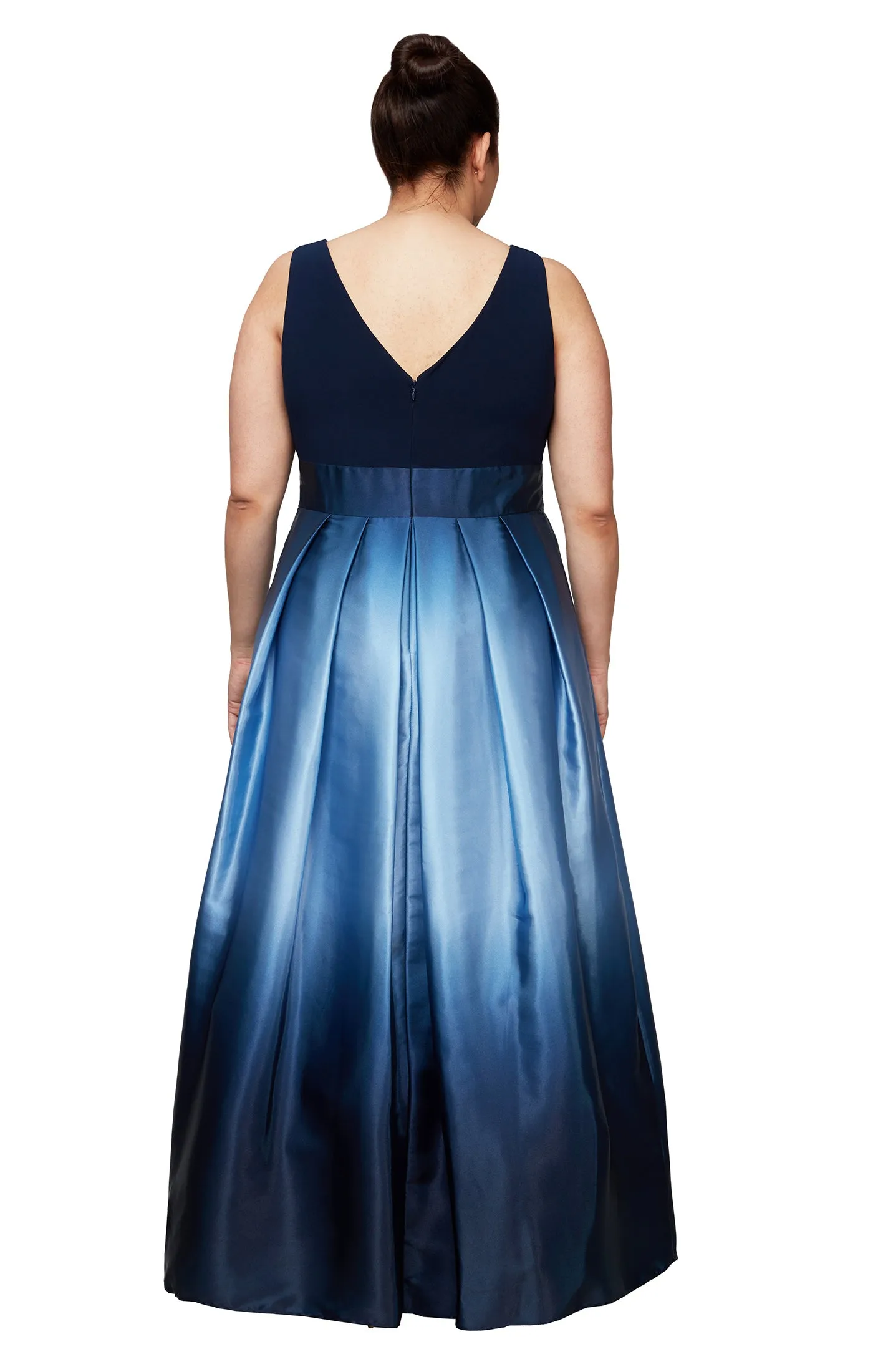 Sleeveless Gown with Satin Ombre Skirt & Tie Belt - Nvy - Plus sold by Dress Barn product image thumbnail 2