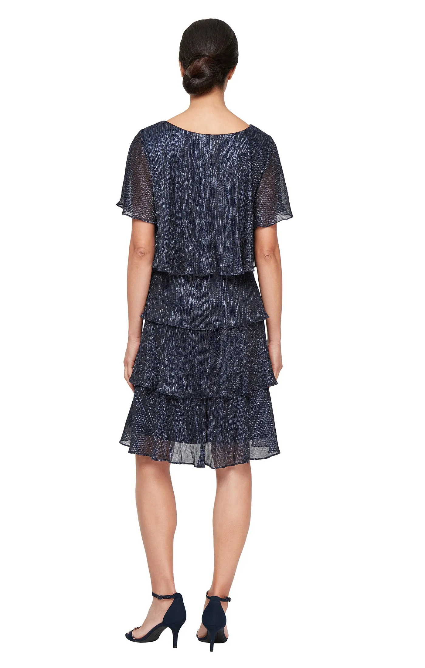 Shimmer Bodre Chiffon Tiered Cocktail Dress - Navy - Petite sold by Dress Barn product image thumbnail 2