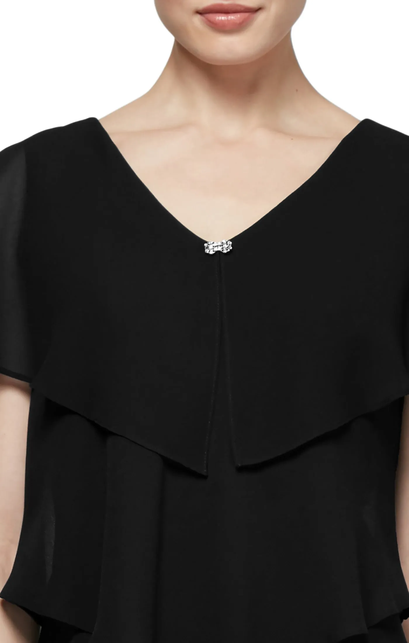 Georgette Tiered Cocktail Dress - Black - Petite sold by Dress Barn product image thumbnail 3