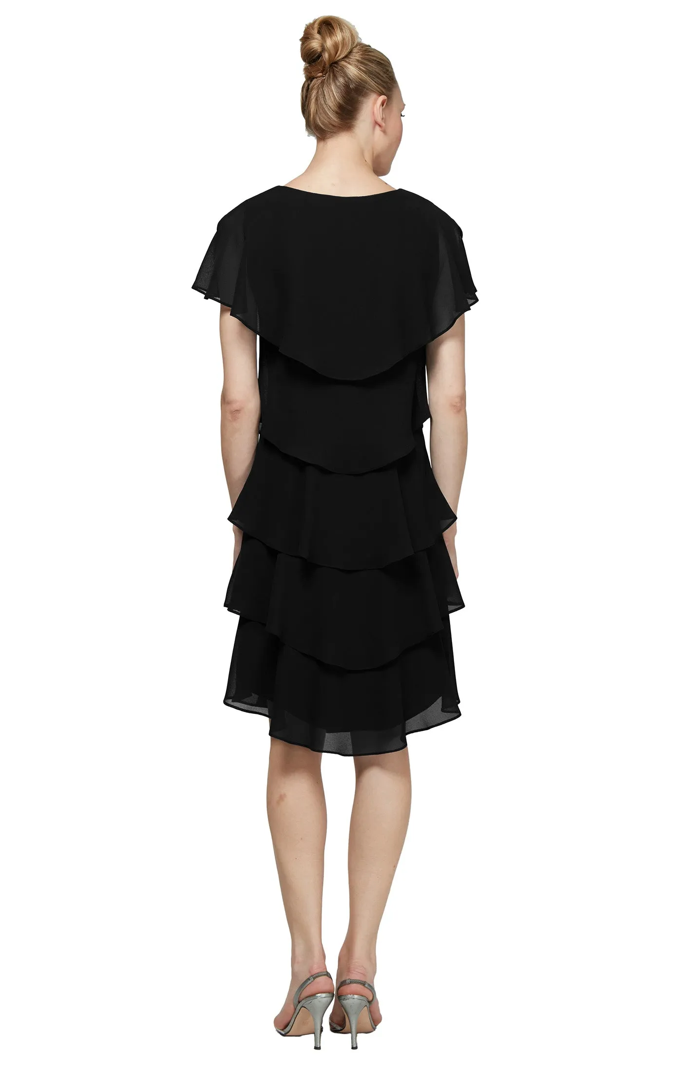 Georgette Tiered Cocktail Dress - Black - Petite sold by Dress Barn product image thumbnail 2