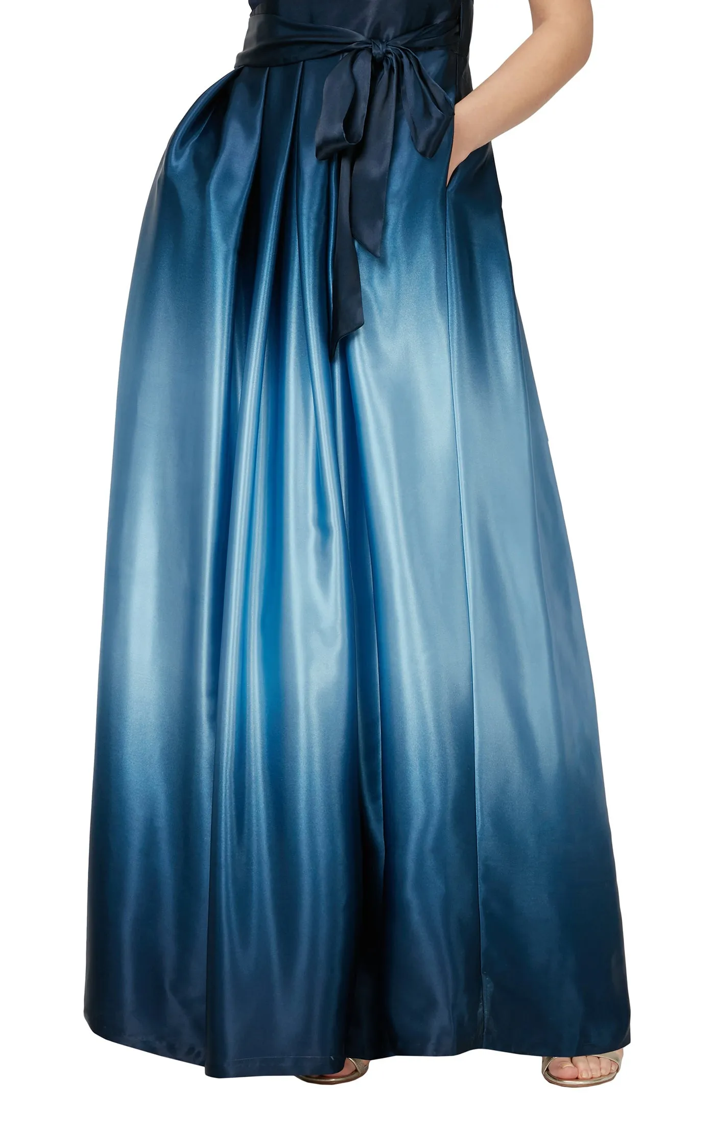 Sleeveless Gown with Satin Ombre Skirt & Tie Belt - Navy sold by Dress Barn product image thumbnail 3